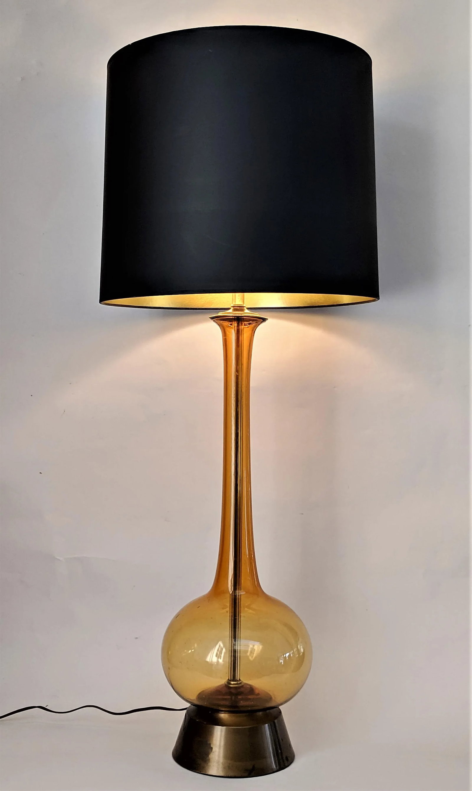 1950s Amber Murano Glass Lamp Italian - 3