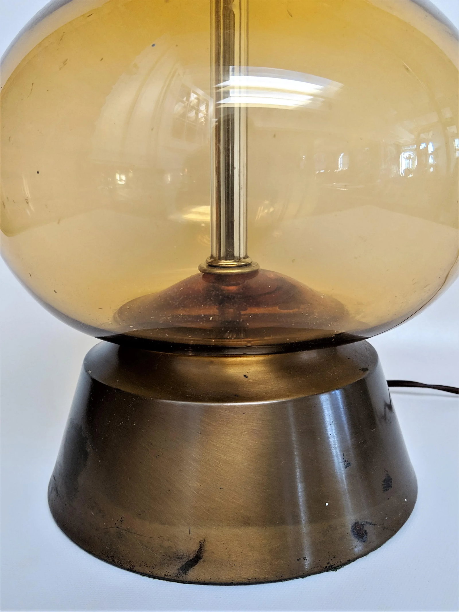 1950s Amber Murano Glass Lamp Italian - 9