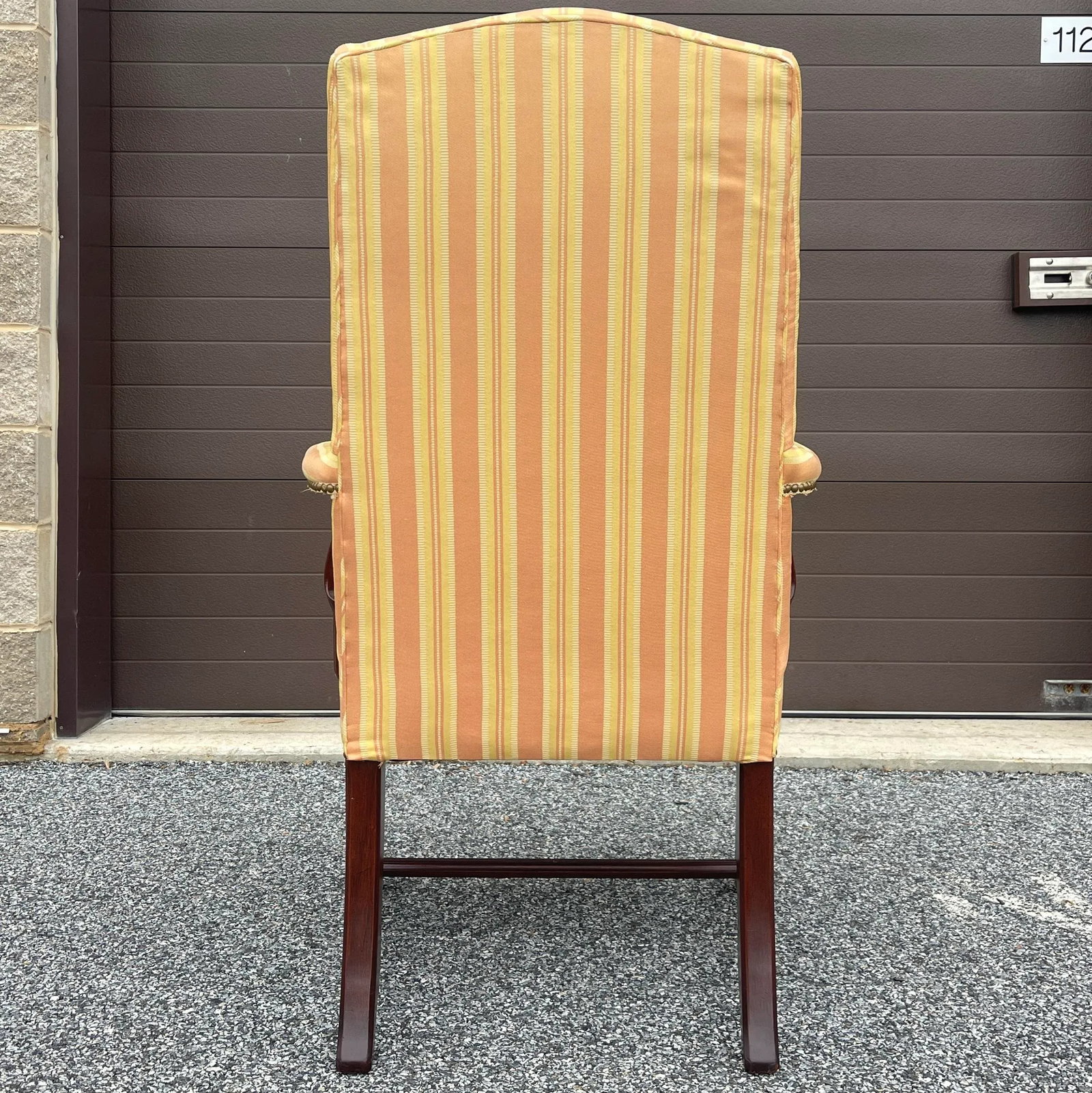 Vintage Hickory Chair Chippendale Mahogany High Back Open Arm Lolling Chair - 5