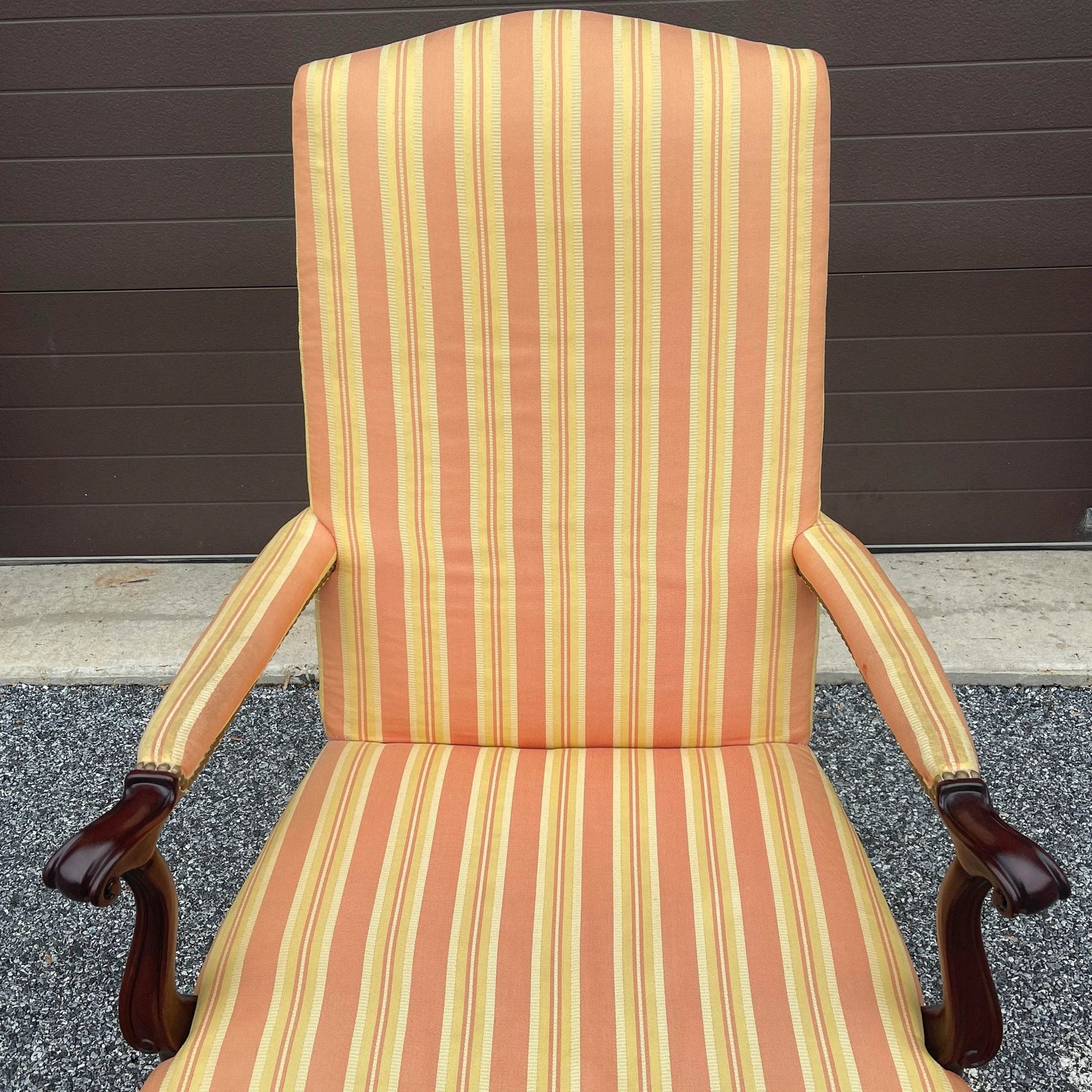 Vintage Hickory Chair Chippendale Mahogany High Back Open Arm Lolling Chair - 6