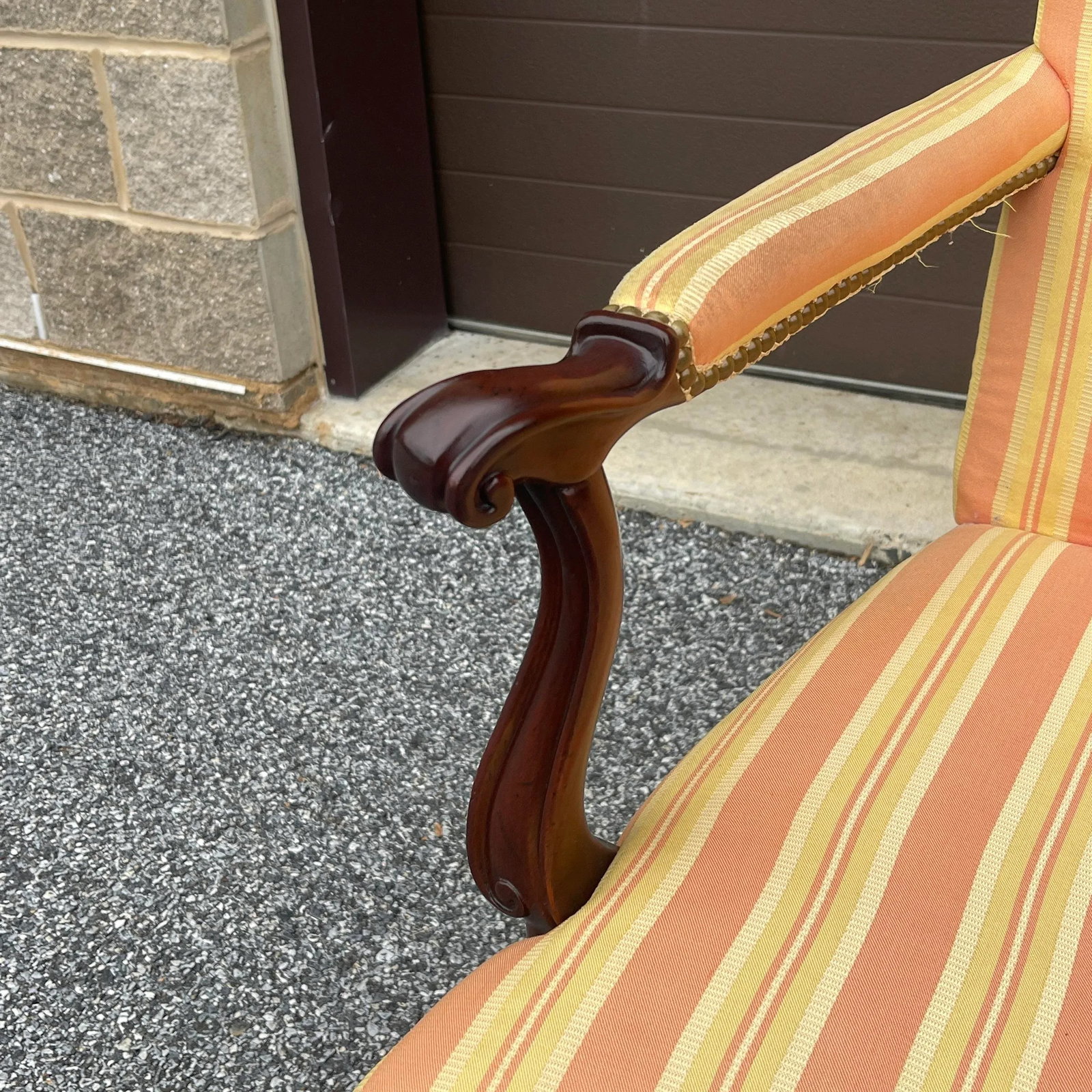 Vintage Hickory Chair Chippendale Mahogany High Back Open Arm Lolling Chair - 7