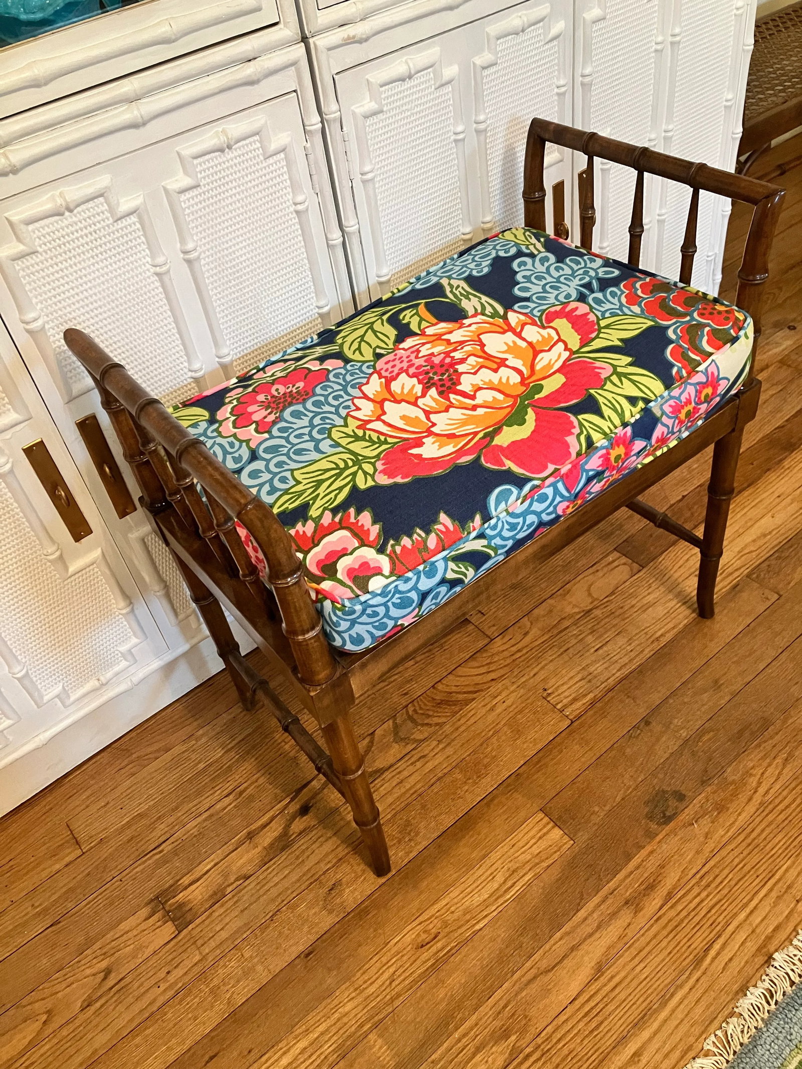 1960s Baker Faux Bamboo Bench - 2