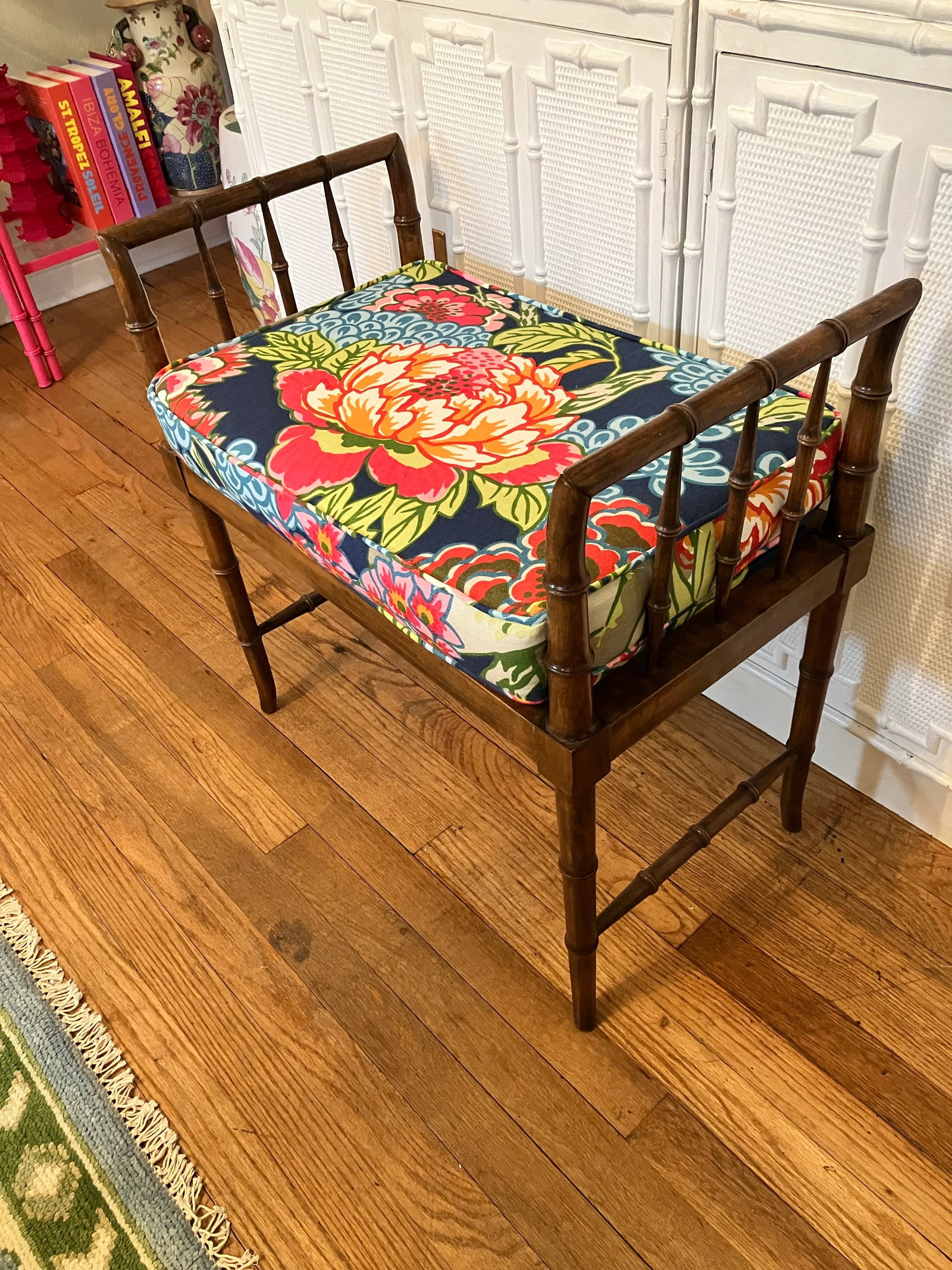 1960s Baker Faux Bamboo Bench - 3