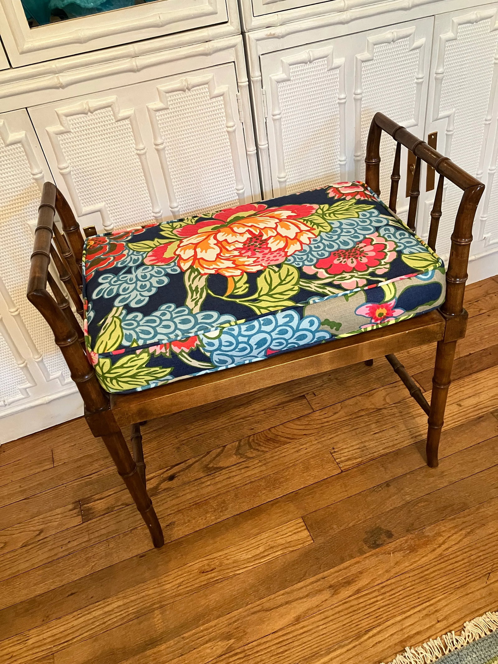 1960s Baker Faux Bamboo Bench - 4