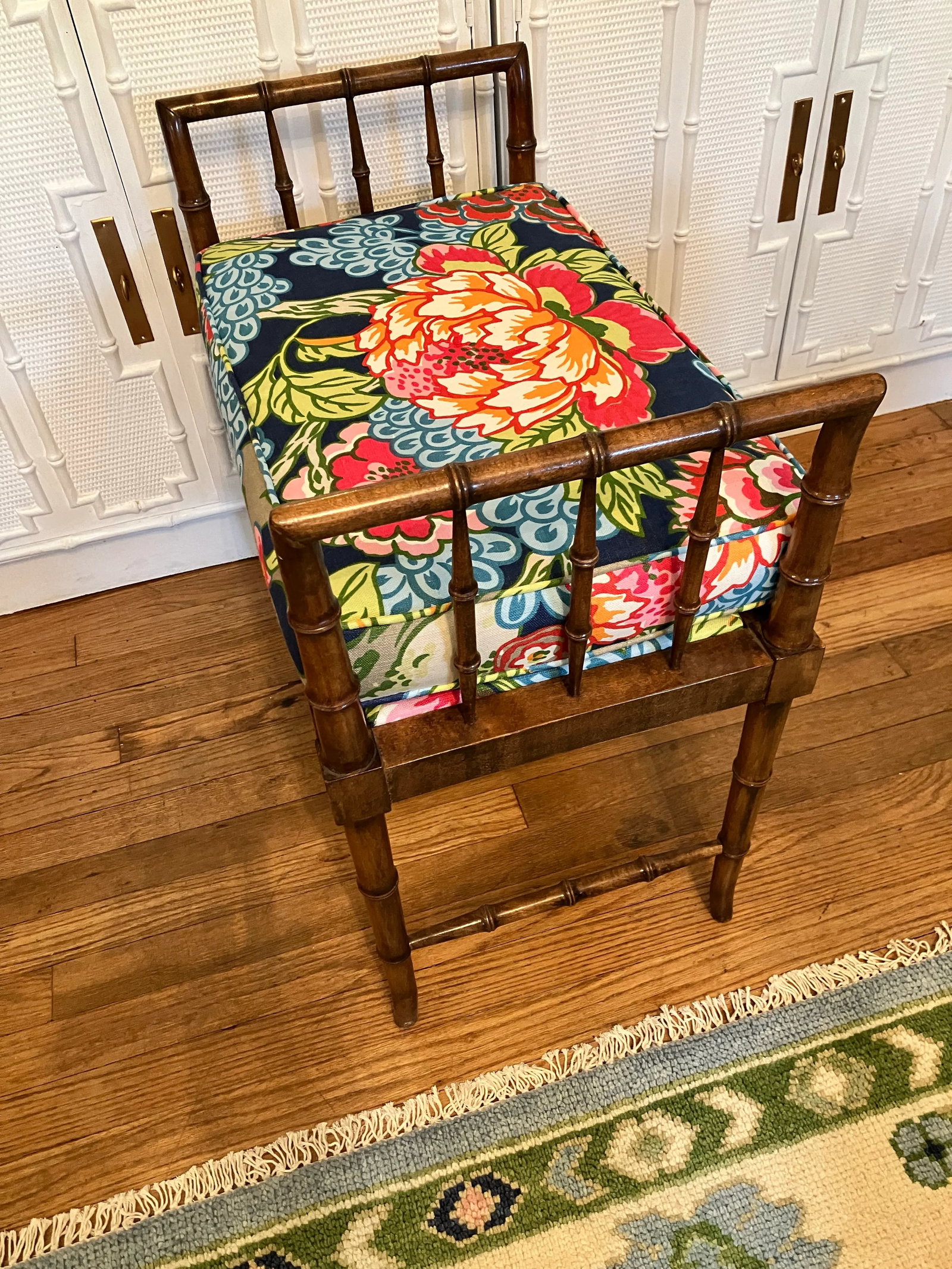 1960s Baker Faux Bamboo Bench - 6