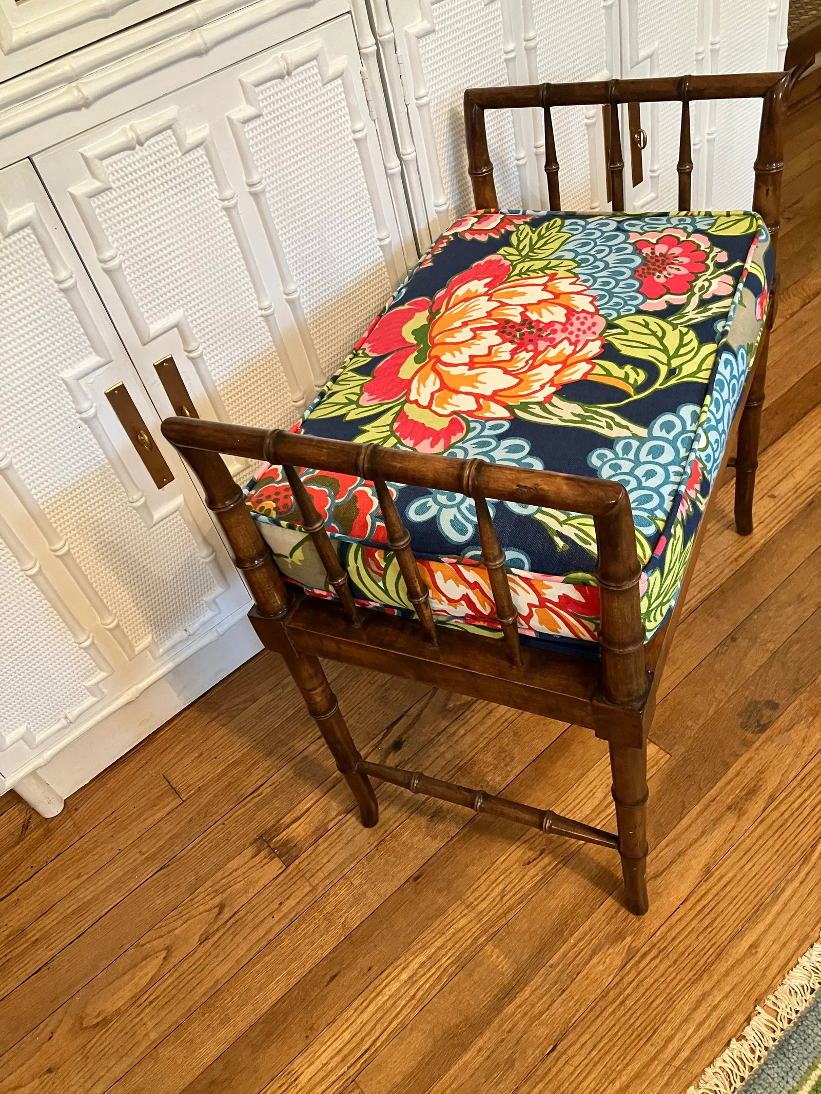 1960s Baker Faux Bamboo Bench - 7