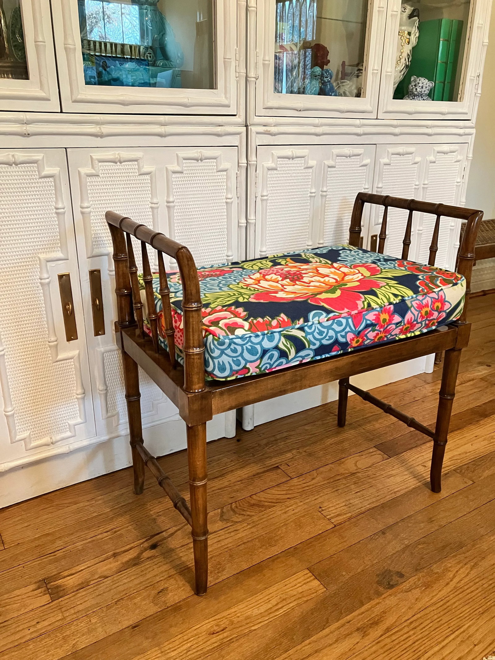 1960s Baker Faux Bamboo Bench - 8