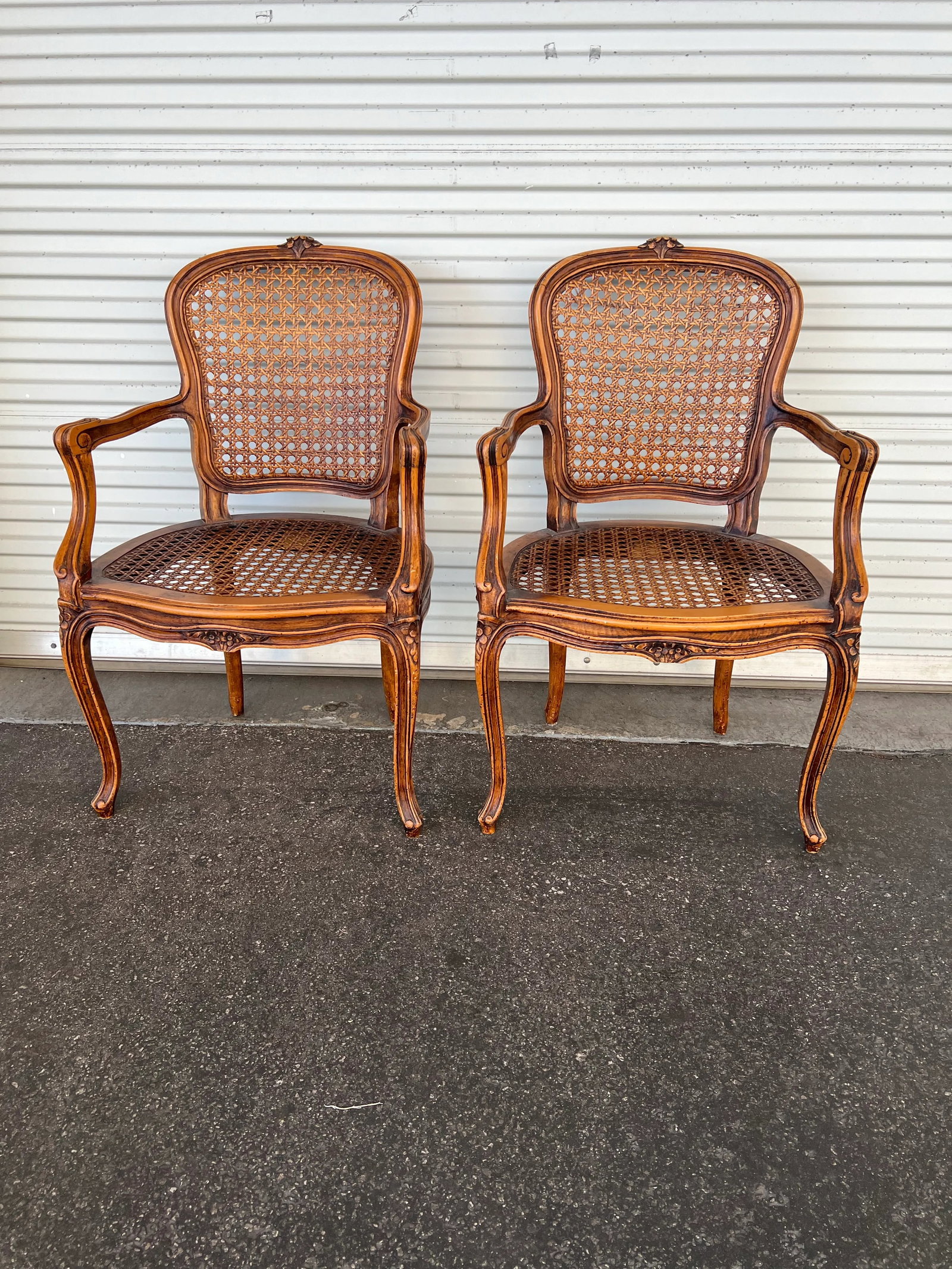 Vintage French Cane Chairs With Cushions- Set of 2 - 2
