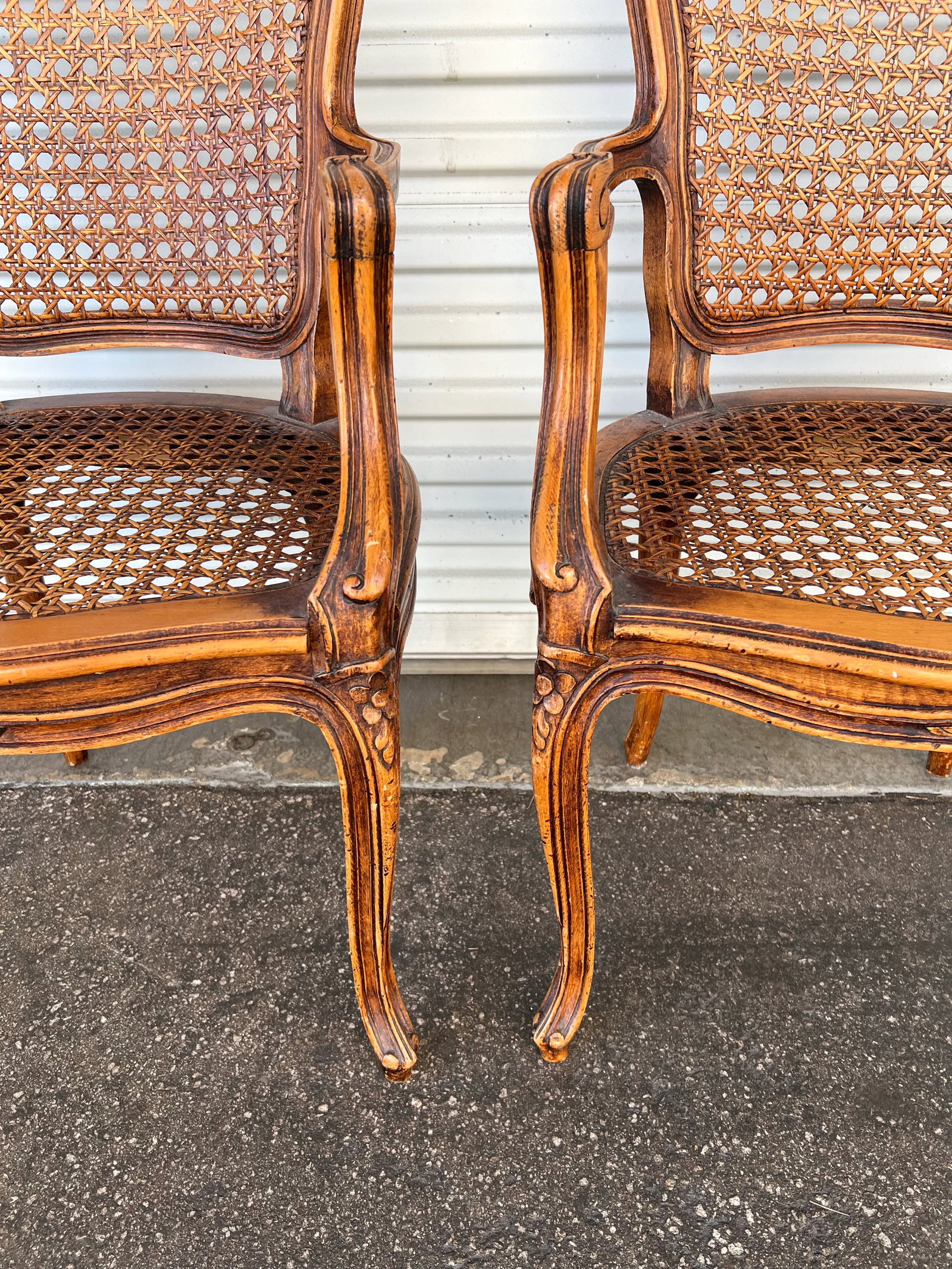 Vintage French Cane Chairs With Cushions- Set of 2 - 3