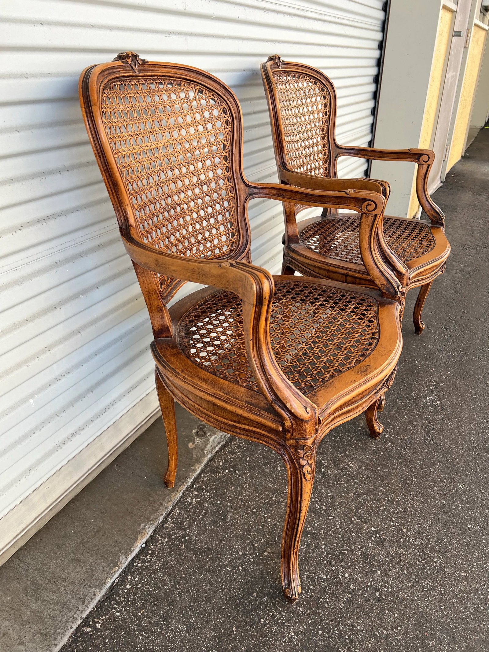 Vintage French Cane Chairs With Cushions- Set of 2 - 6
