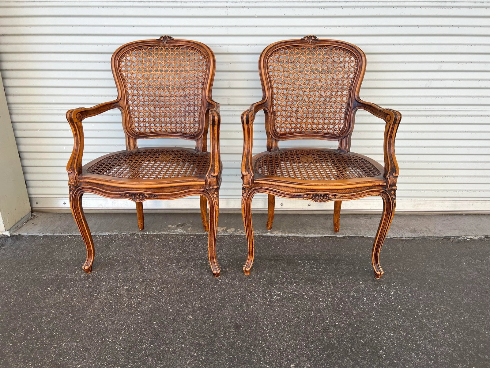 Vintage French Cane Chairs With Cushions- Set of 2 - 7