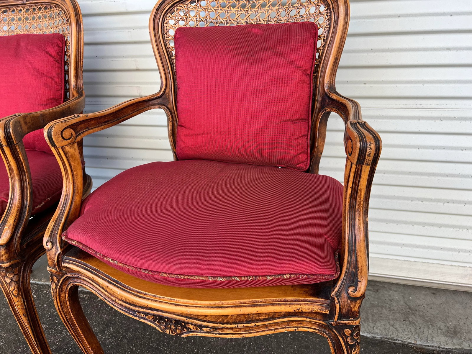 Vintage French Cane Chairs With Cushions- Set of 2 - 8