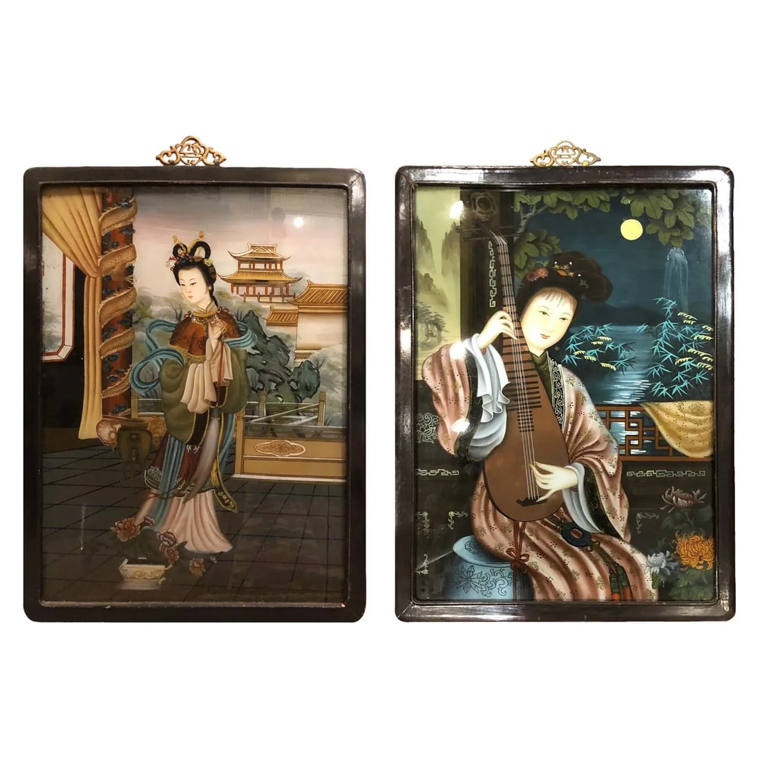 Early 20th Century Antique Chinese Reverse Portrait Paintings - A Pair - 7