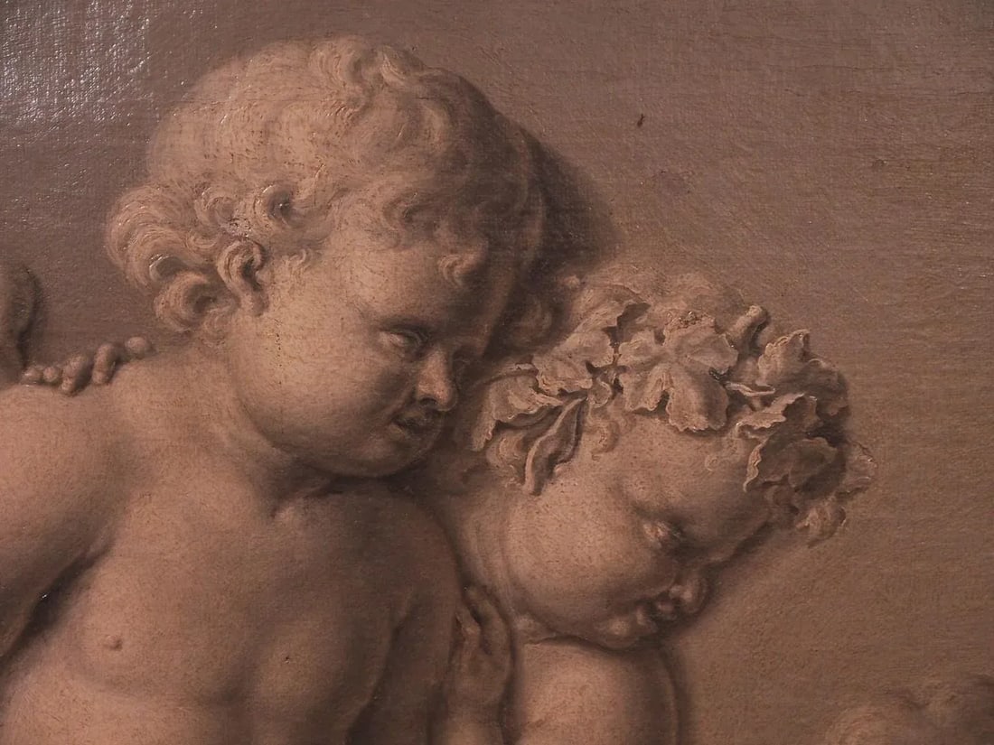 18th Century Framed French Grisaille Painting on Canvas - 6