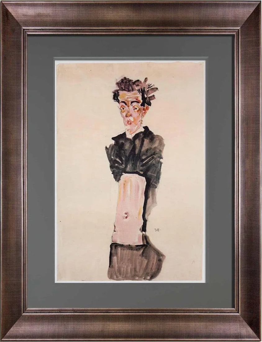 1960s Vintage Egon Schiele Signed "Self Portrait" Lithograph: Schiele Limited Edition Lithograph titled Self Portrait. 1911. Plate Size : 31x47.5cm. Frame Size: 22 1/2 x 28 3/4 in. It is a numbered Limited Edition no. 92/100 and has exemplaire Authentication num