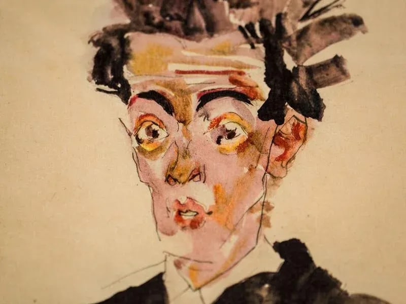 1960s Vintage Egon Schiele Signed "Self Portrait" Lithograph - 3