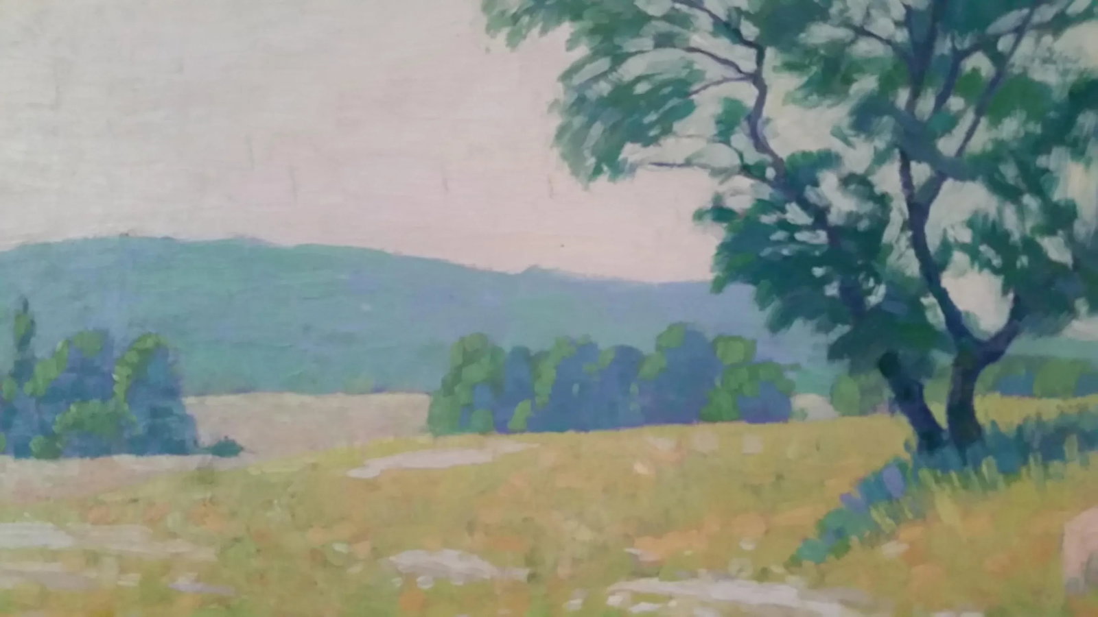Early 20th Century Antique Signed Samuel B. Wylie Woodstock Summer Landscape Oil on Board Painting, - 2