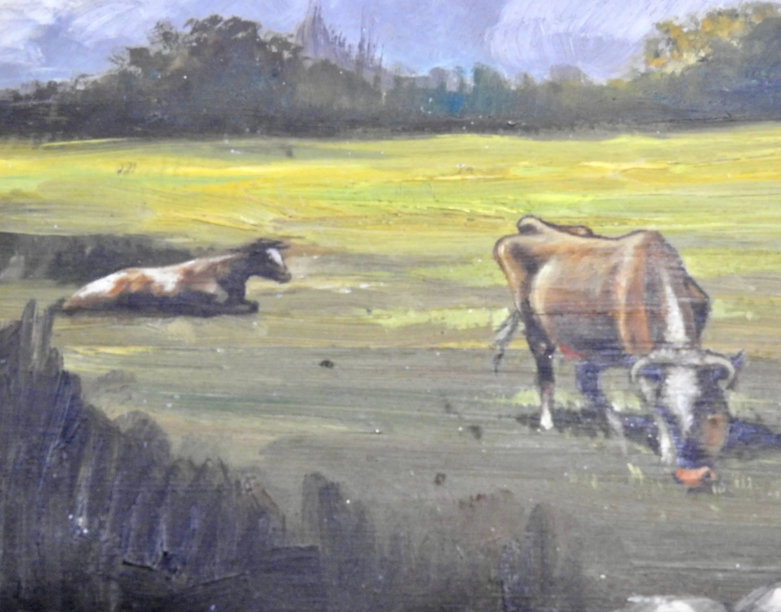 Midcentury Signed Painting on Board J. Sanchez, 1949 - 2