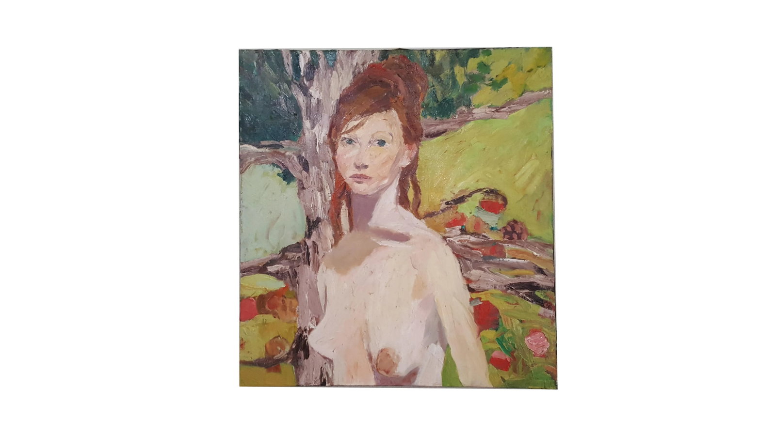 1990s Original Palette Espatula Oil on Canvas Portrait Painting - 2