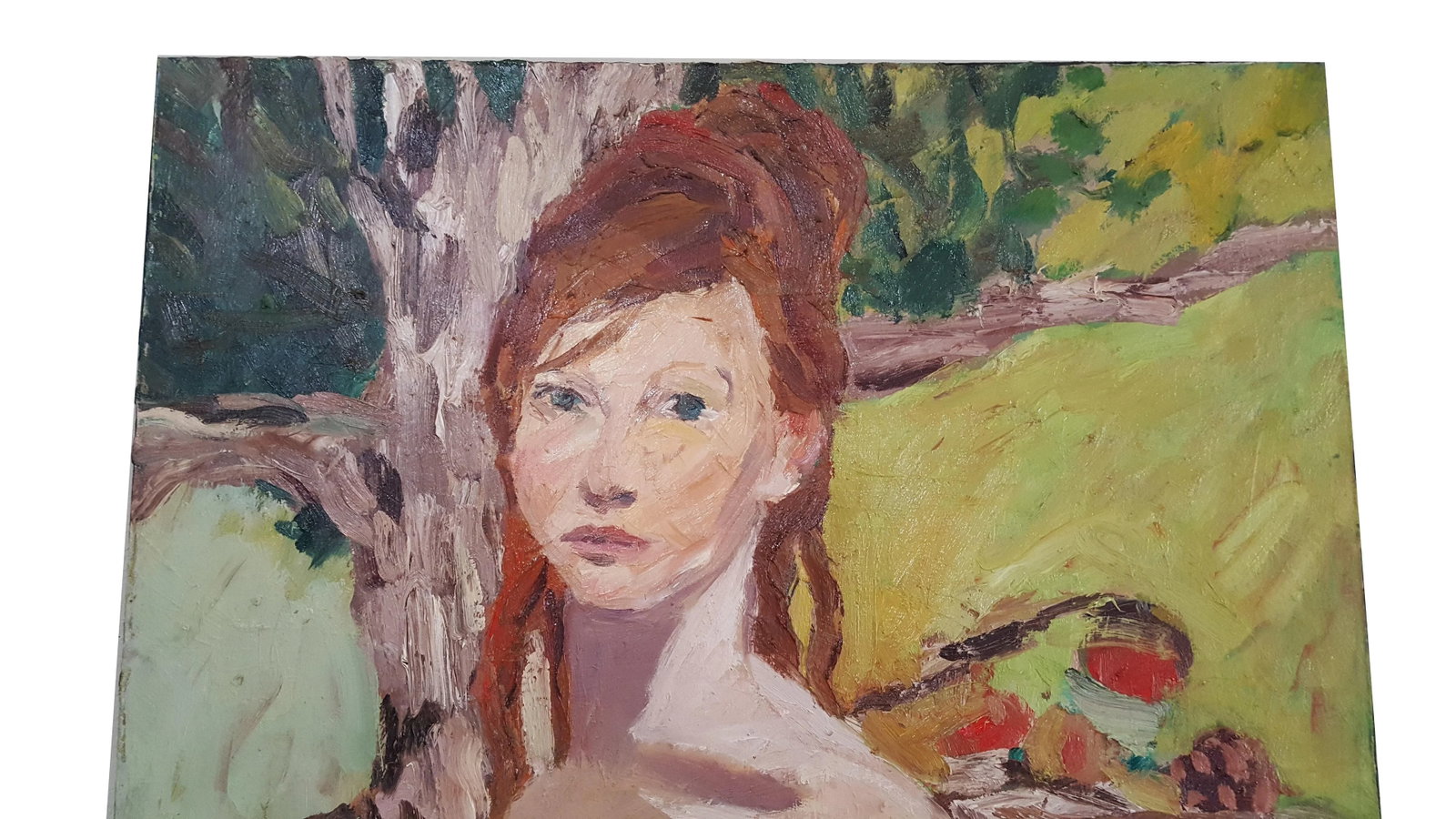 1990s Original Palette Espatula Oil on Canvas Portrait Painting - 3