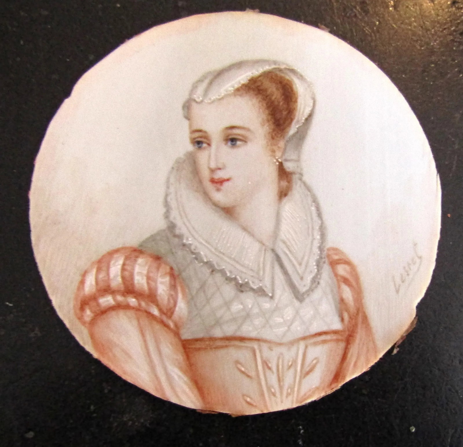 Mid 19th Century Miniature Portrait Madame Stuart by Adolphe Alexandre Lesrel, Framed - 3