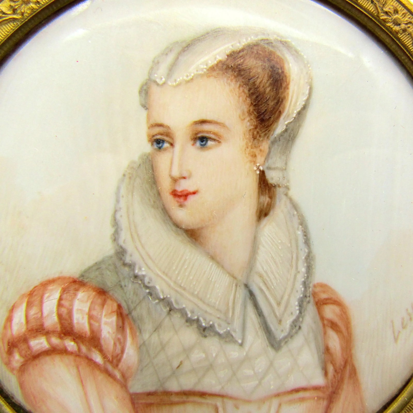 Mid 19th Century Miniature Portrait Madame Stuart by Adolphe Alexandre Lesrel, Framed - 6
