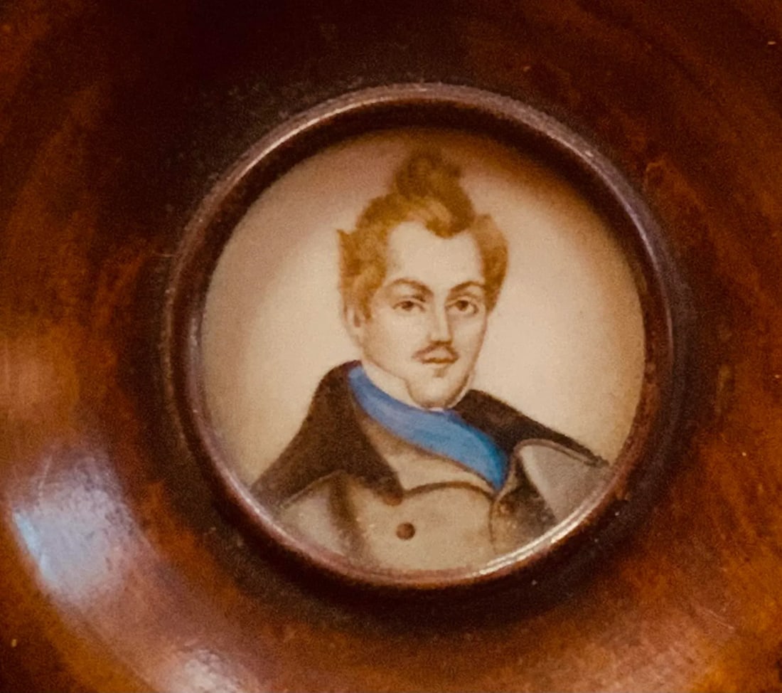 Early American Federal Portrait Miniature, Gentleman in Cobalt Blue Scarf, Original Roundel Frame Ci - 5