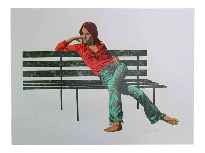 1977 Woman on a Bench Silkscreen Print Signed by Bertha Vincent Walls (1 of 8)