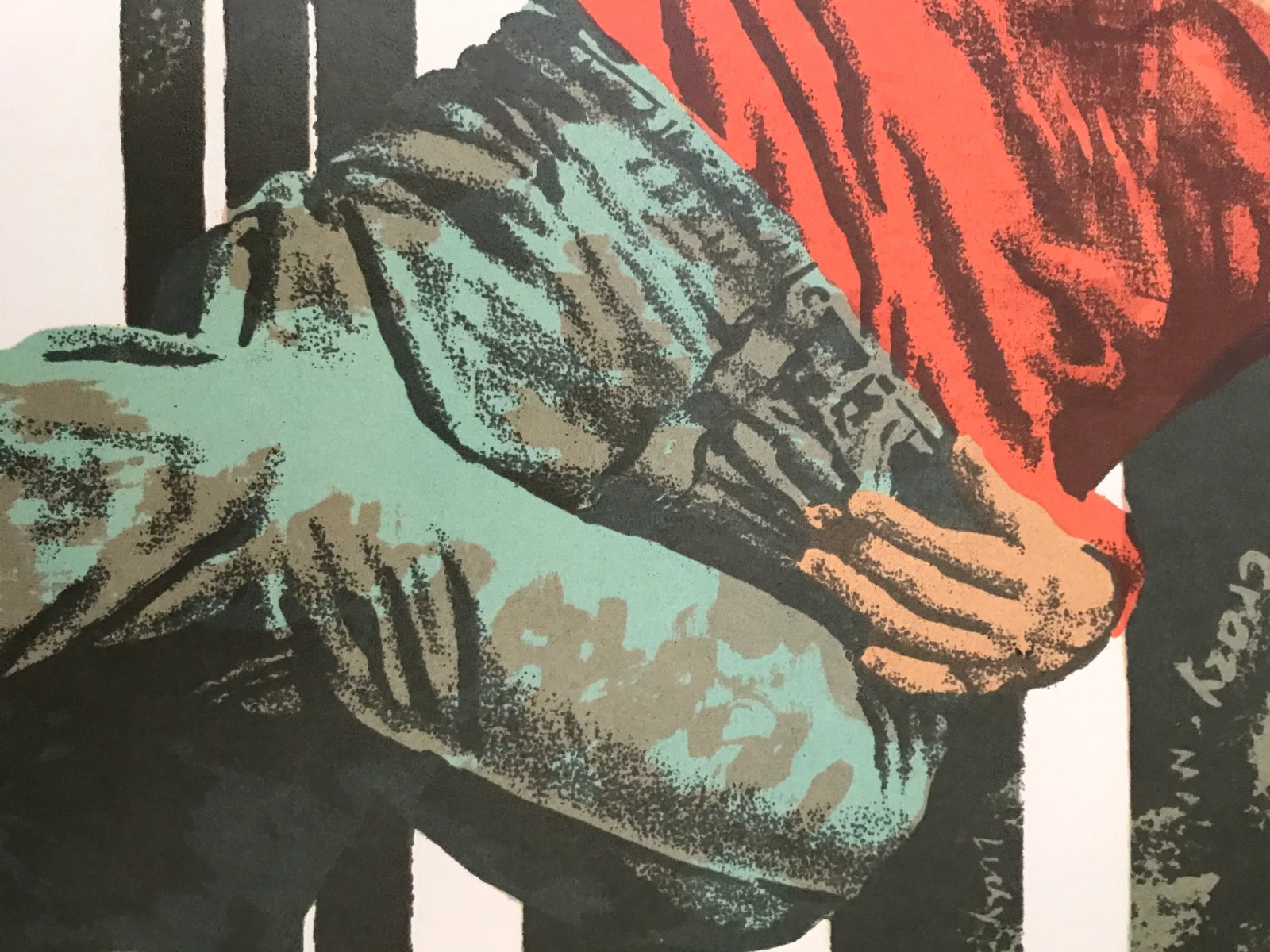 1977 Woman on a Bench Silkscreen Print Signed by Bertha Vincent Walls - 3