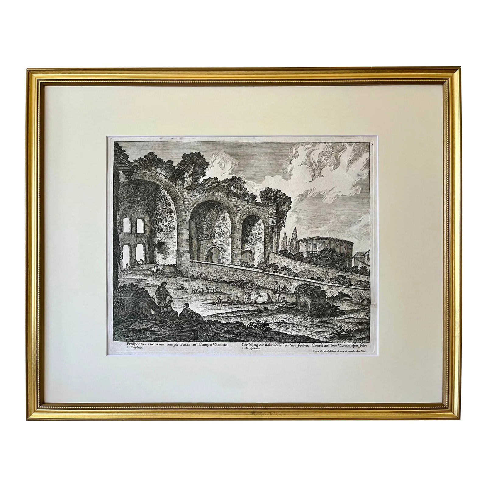 Antique Engraving of Roman Ruins of the Temple of Freedom in Campo Vaccino , by Georg Christoph Kili (1 of 7)
