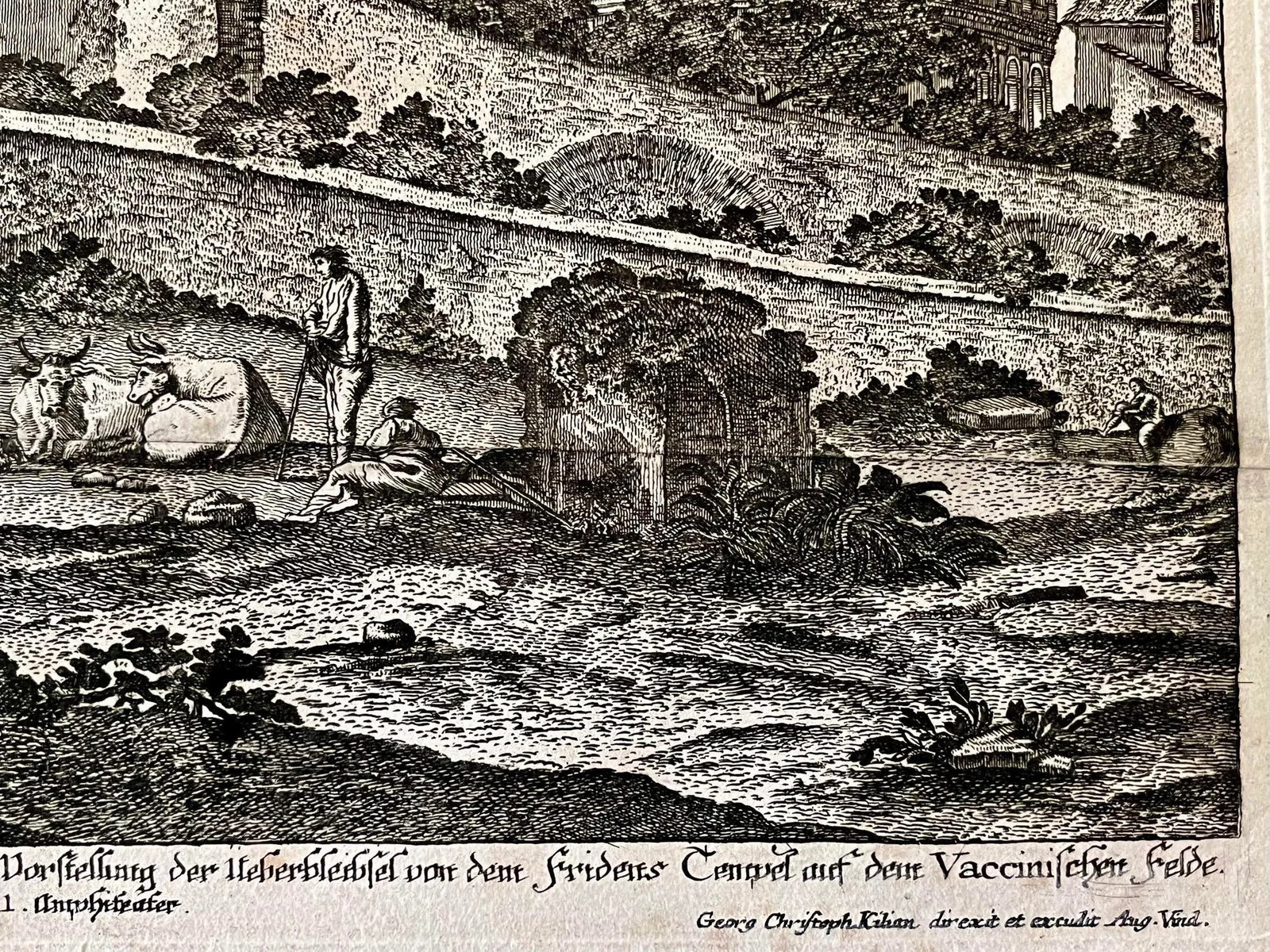Antique Engraving of Roman Ruins of the Temple of Freedom in Campo Vaccino , by Georg Christoph Kili - 5