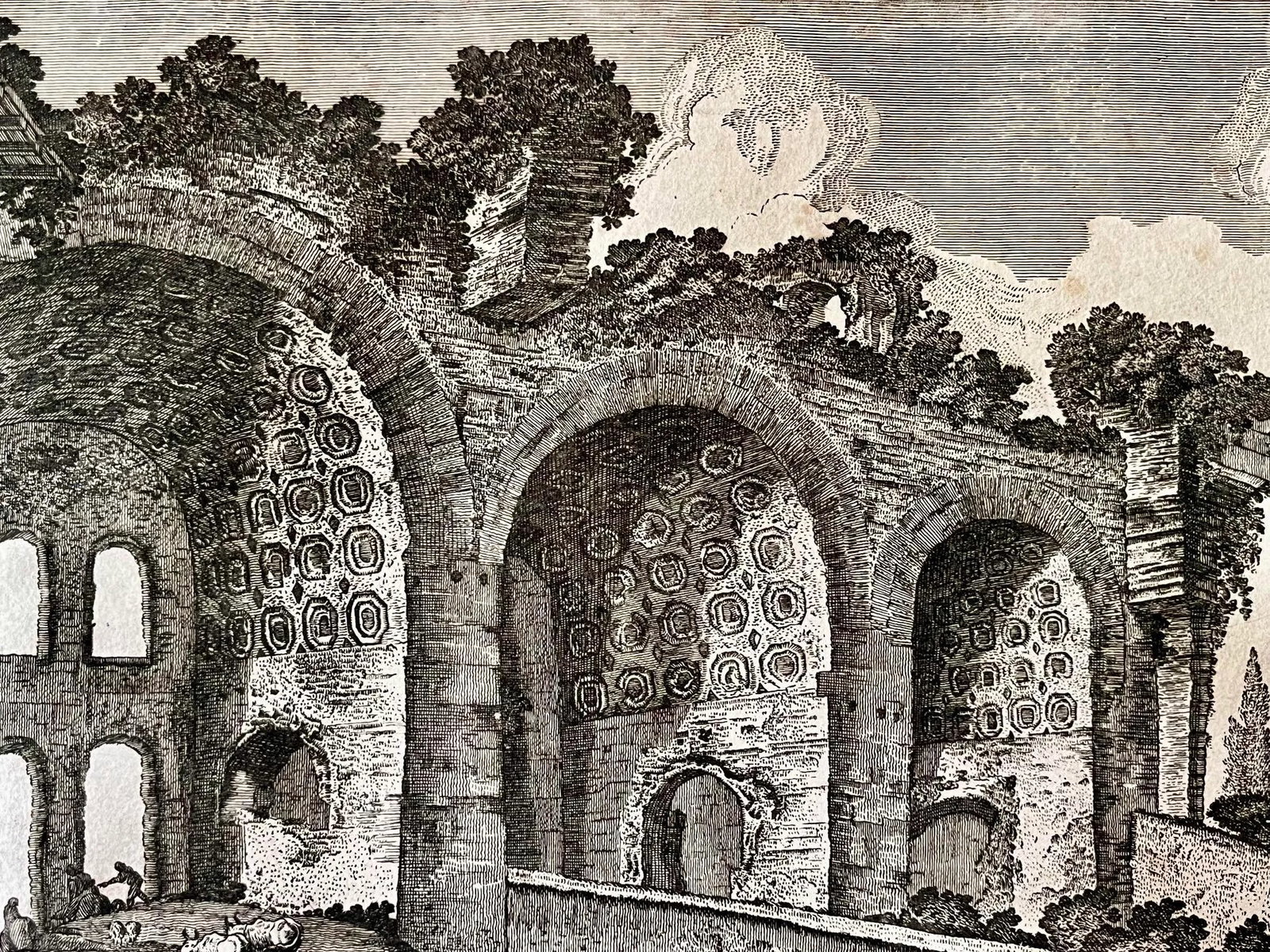 Antique Engraving of Roman Ruins of the Temple of Freedom in Campo Vaccino , by Georg Christoph Kili - 7