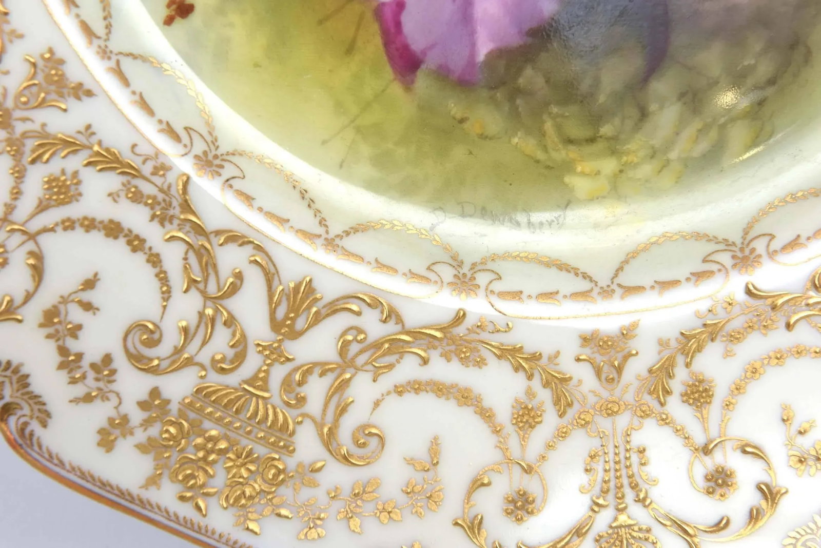 Set of 12 Orchid Presentation Plates, Ornate and Gilded - 4