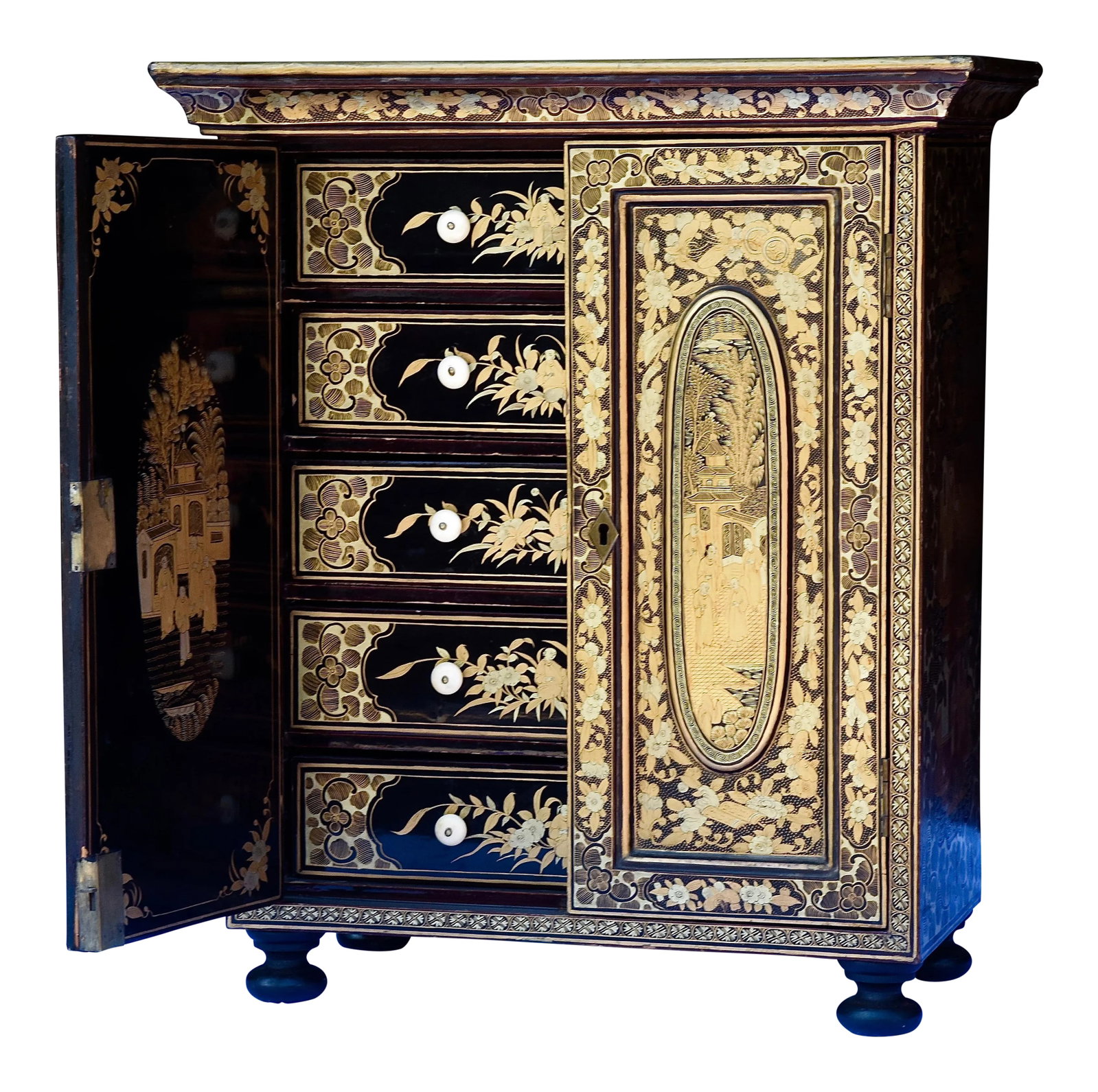 1900's Chinese Laquered Jewelry Box (1 of 3)