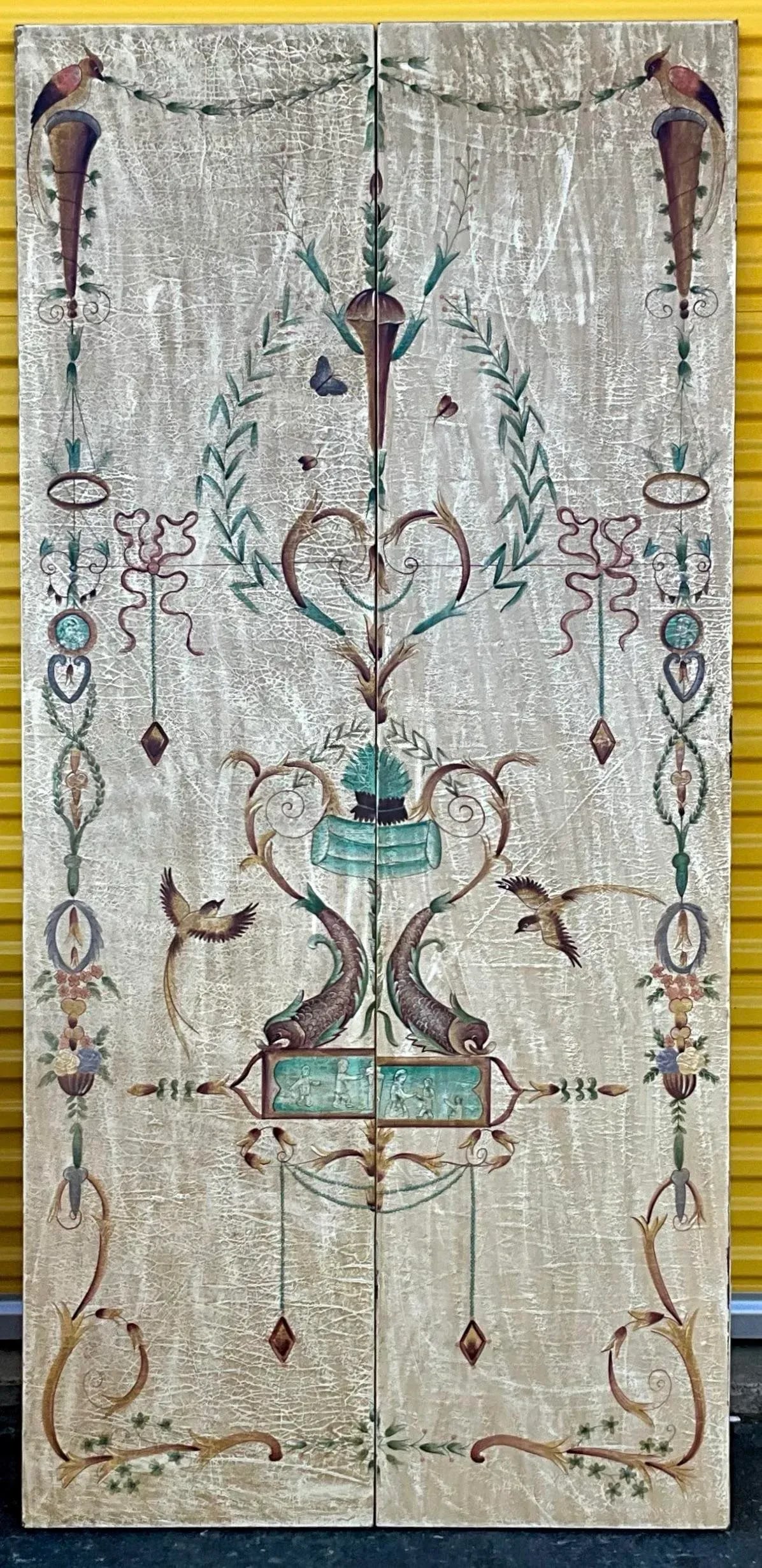 20th-C. Neo-Classical Style Hand Painted Panels / Screen Wall Art Att. Maitland-Smith - 6
