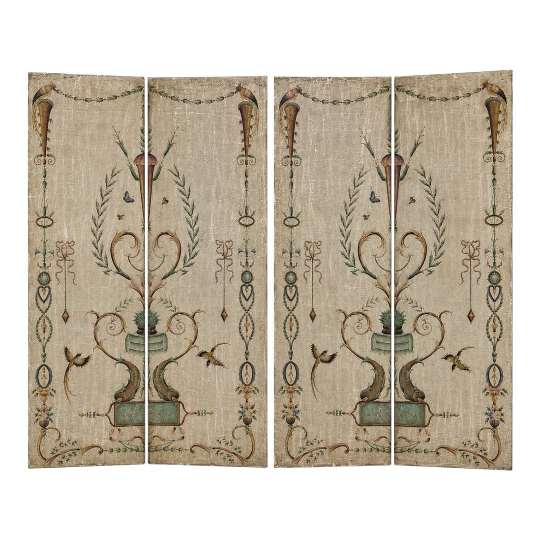 20th-C. Neo-Classical Style Hand Painted Panels / Screen Wall Art Att. Maitland-Smith - 8