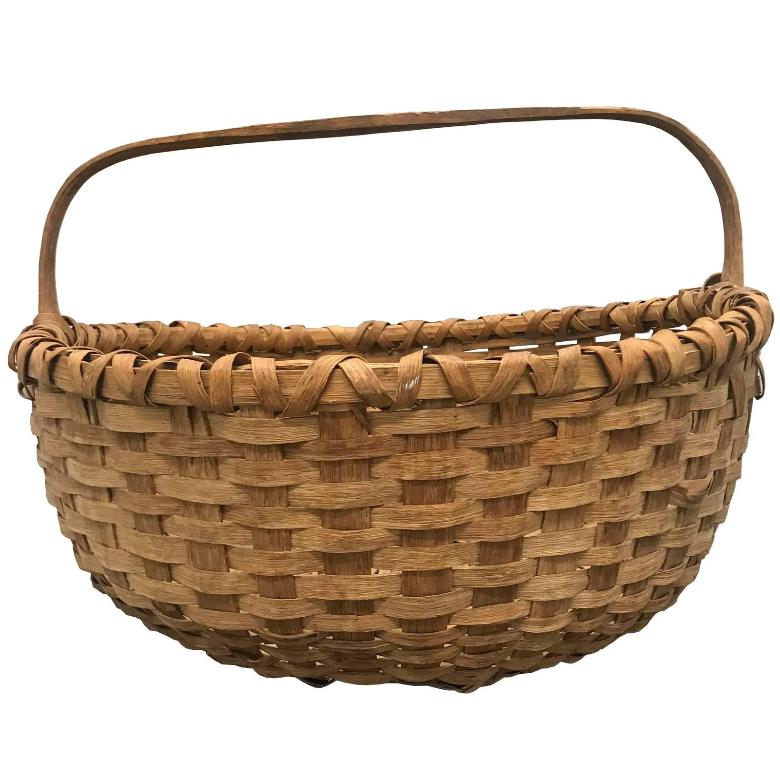 19th Century American Splint Oak Basket - 7