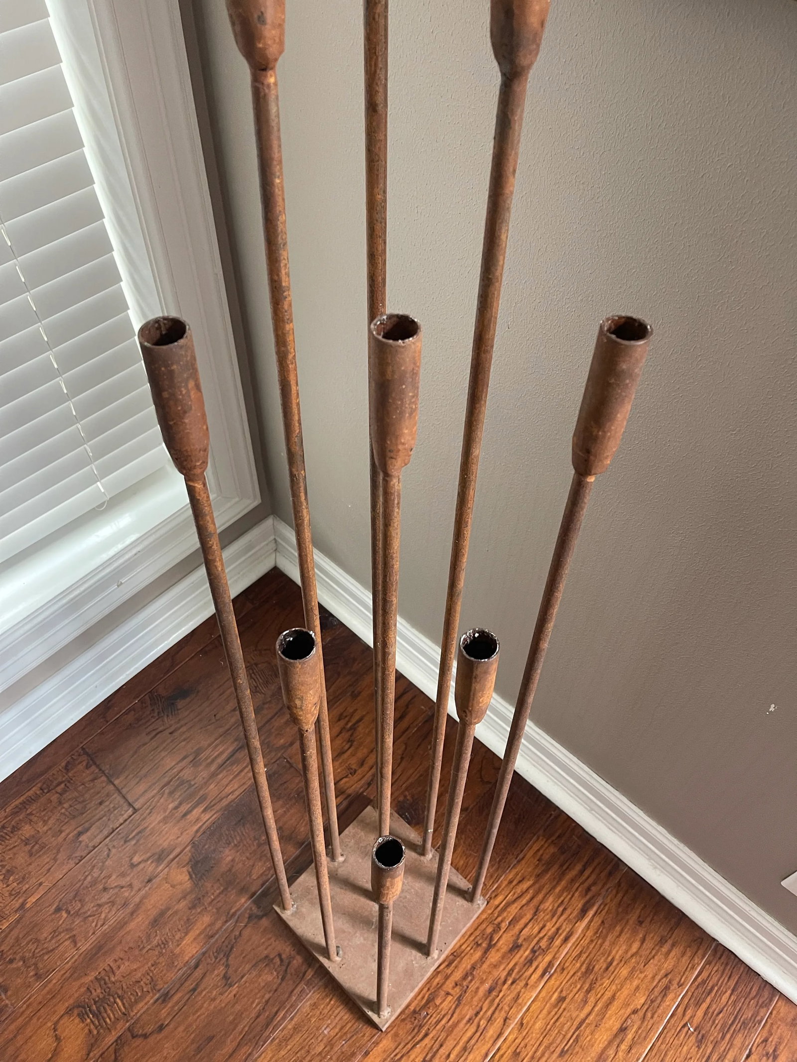 Vintage Brutalist Iron Floor Candelabra in the Style of Harry Bertoia - 10