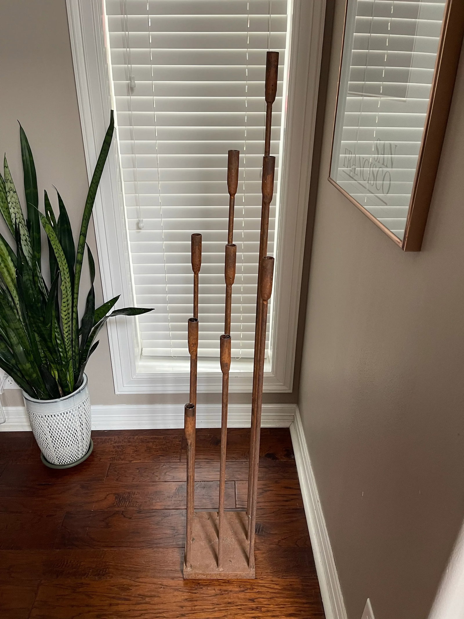 Vintage Brutalist Iron Floor Candelabra in the Style of Harry Bertoia - 5