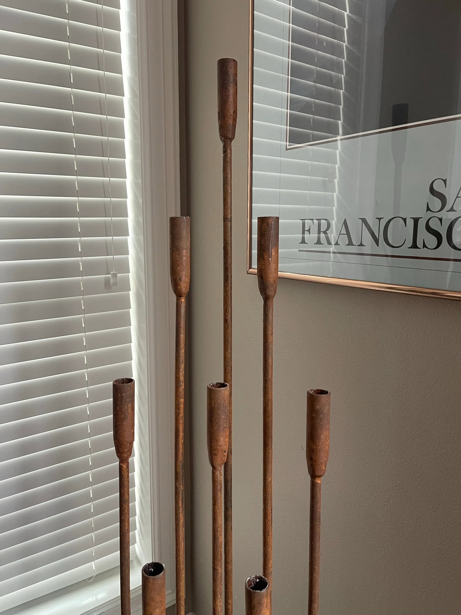 Vintage Brutalist Iron Floor Candelabra in the Style of Harry Bertoia - 7