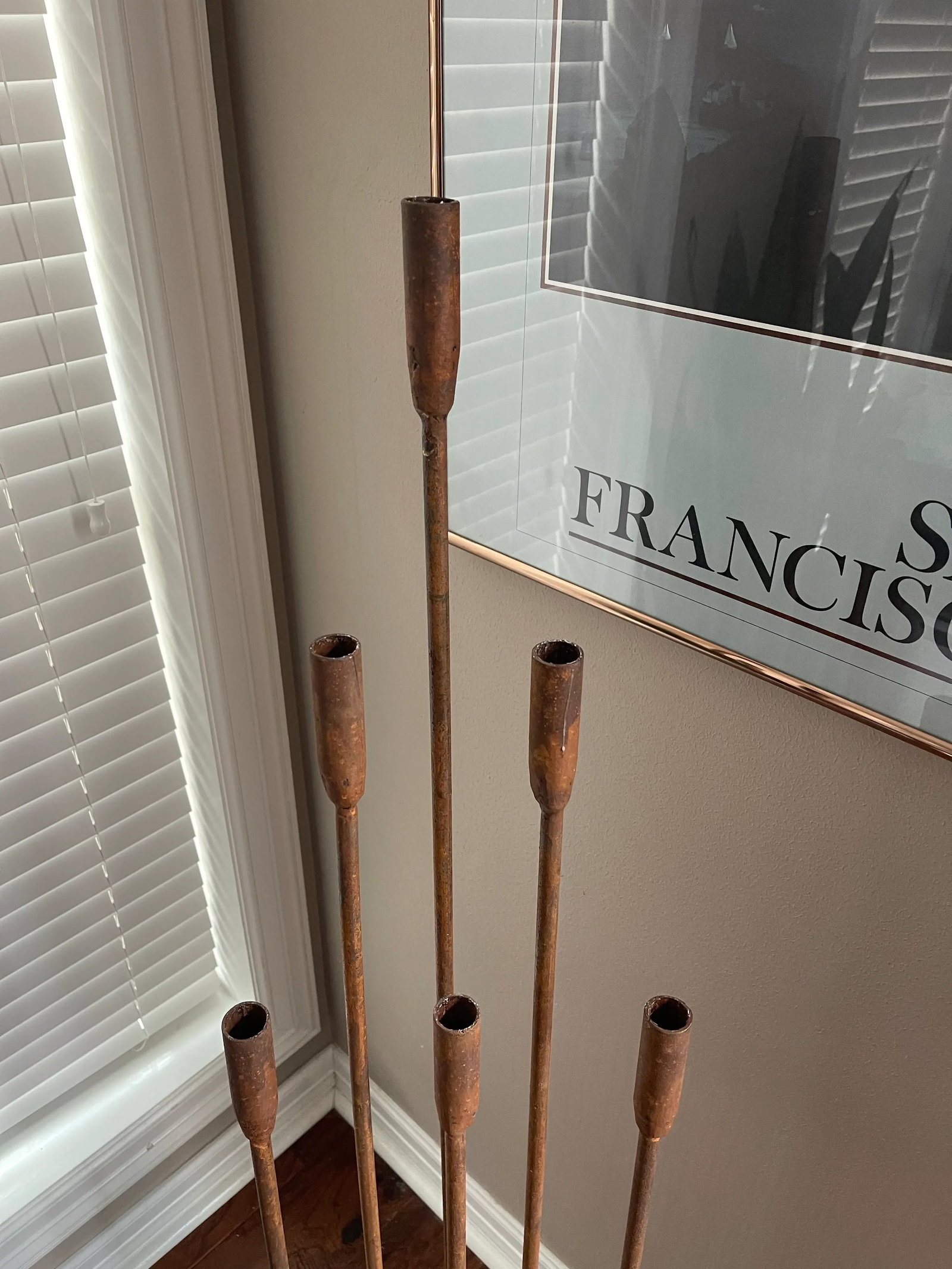Vintage Brutalist Iron Floor Candelabra in the Style of Harry Bertoia - 9