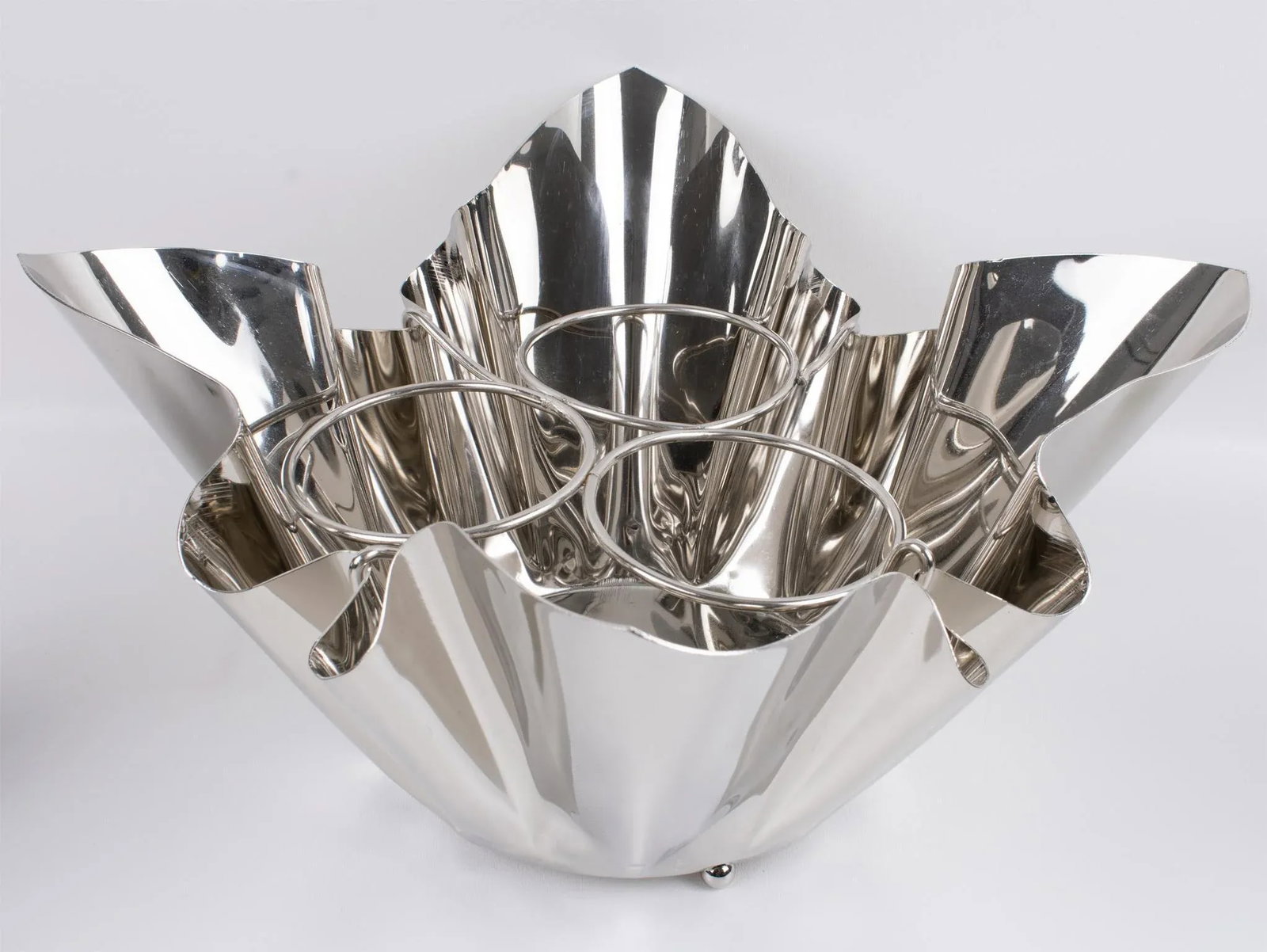 Mid-Century Silver Plate Handkerchief Wine Cooler Champagne Bottle Ice Bucket - 2
