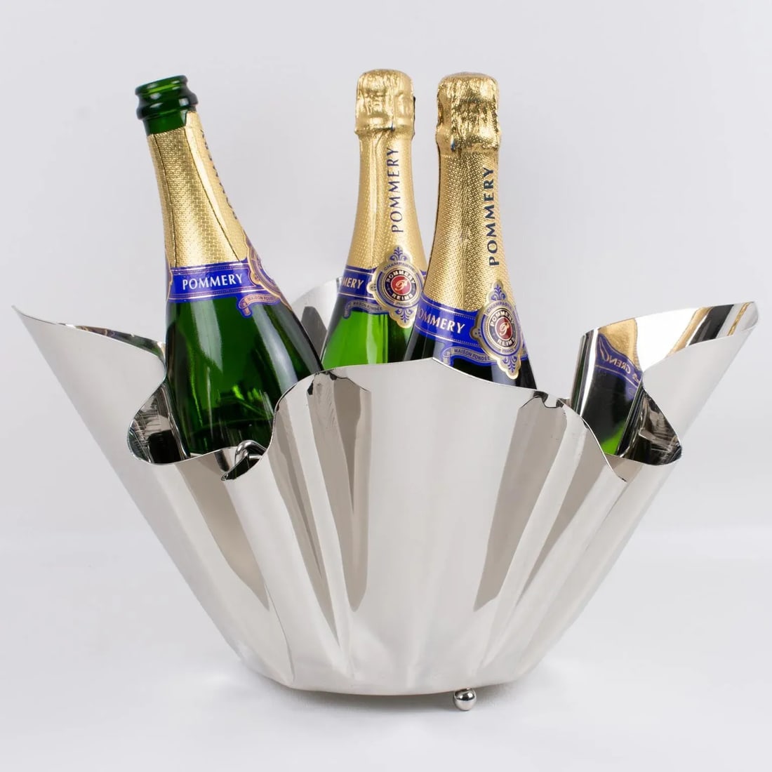 Mid-Century Silver Plate Handkerchief Wine Cooler Champagne Bottle Ice Bucket - 3