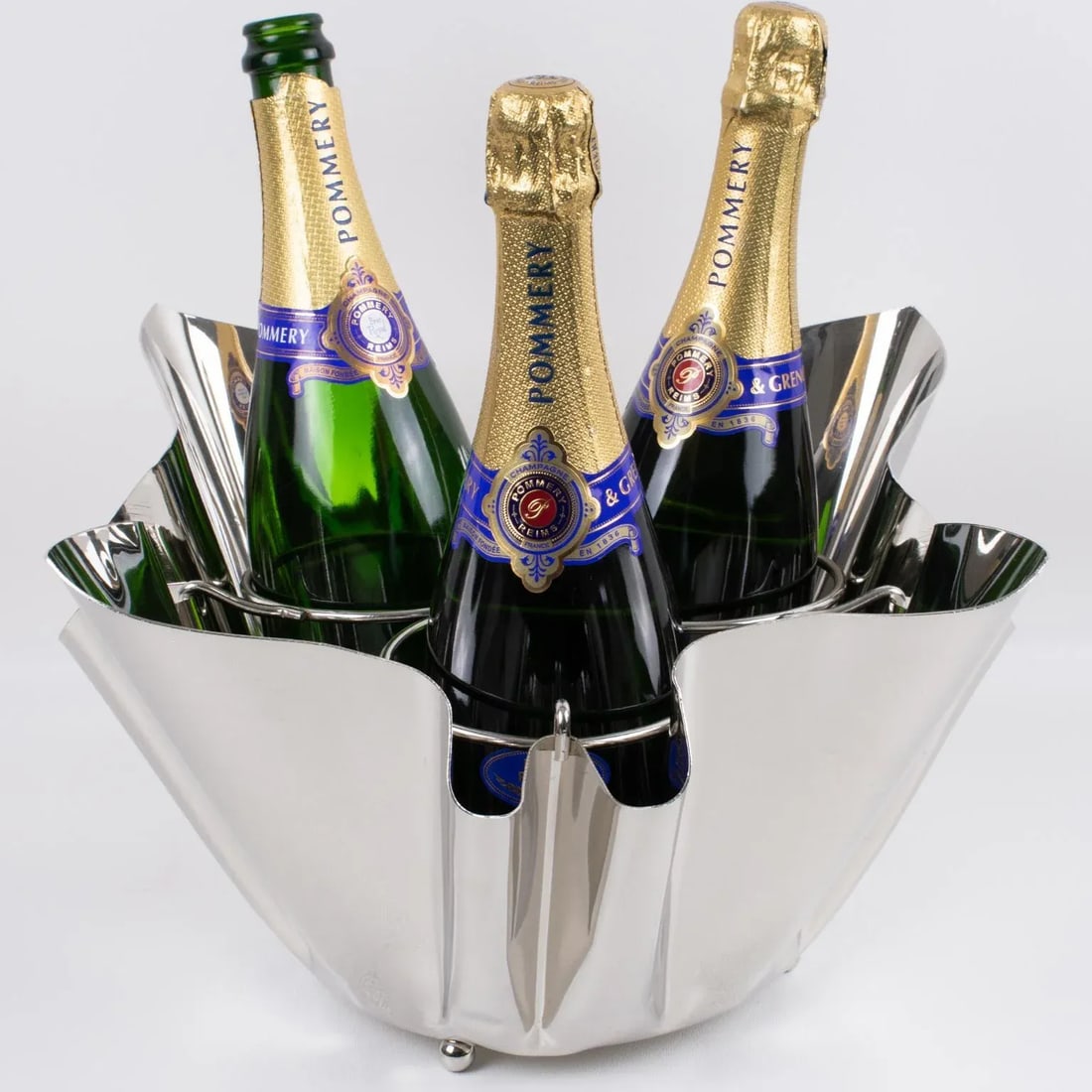 Mid-Century Silver Plate Handkerchief Wine Cooler Champagne Bottle Ice Bucket - 4