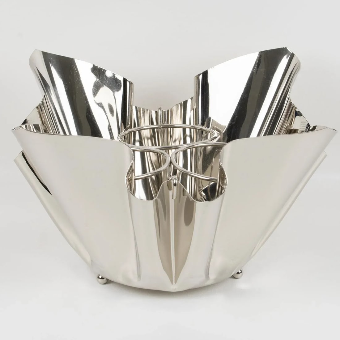 Mid-Century Silver Plate Handkerchief Wine Cooler Champagne Bottle Ice Bucket - 5