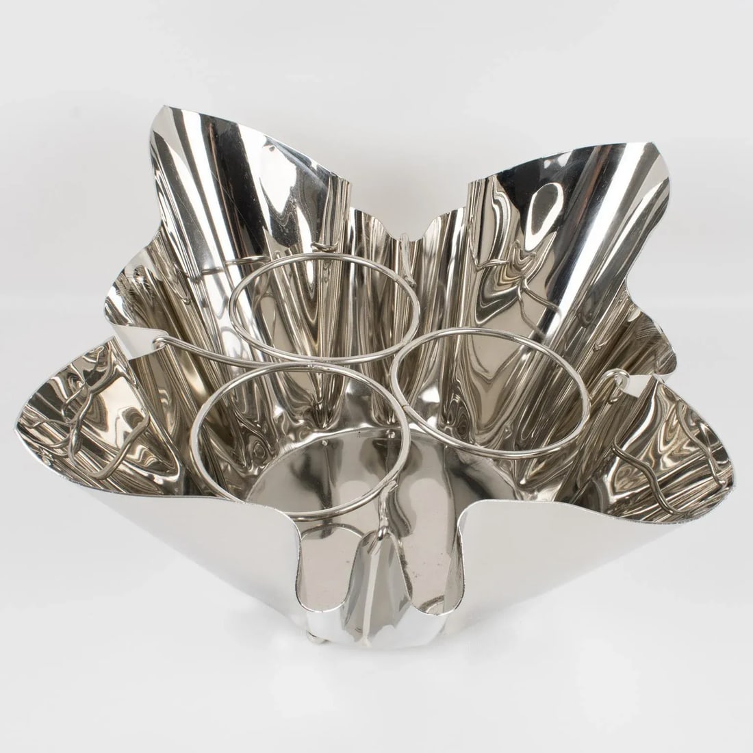 Mid-Century Silver Plate Handkerchief Wine Cooler Champagne Bottle Ice Bucket - 8