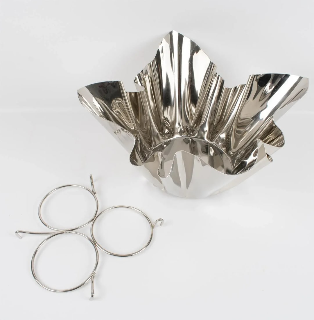 Mid-Century Silver Plate Handkerchief Wine Cooler Champagne Bottle Ice Bucket - 9