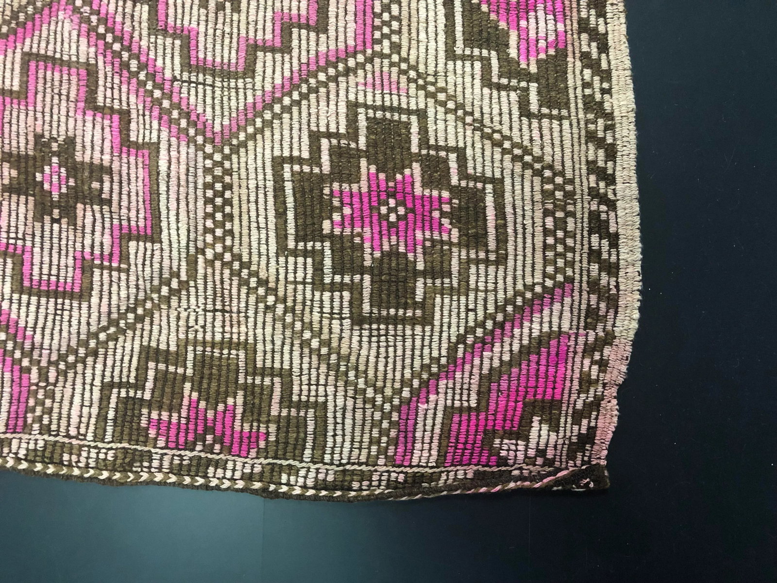 1960s Vintage Turkish Anatolian Geometric Design Handmade Wool Kilim Rug - 6'6'' * 11'1'' - 10