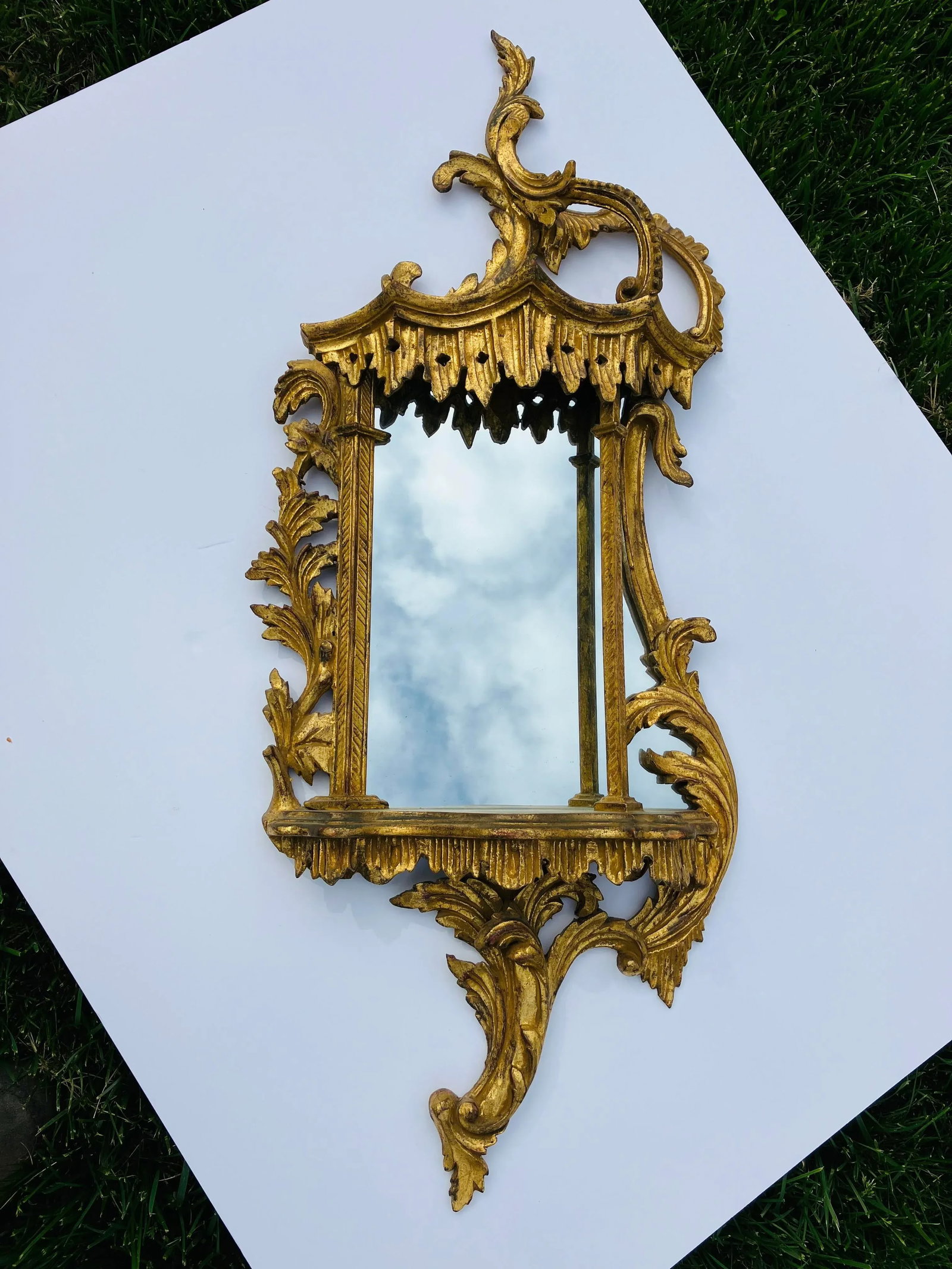 1970s Italian Baroque Style Wall Shelf With Mirror - 3