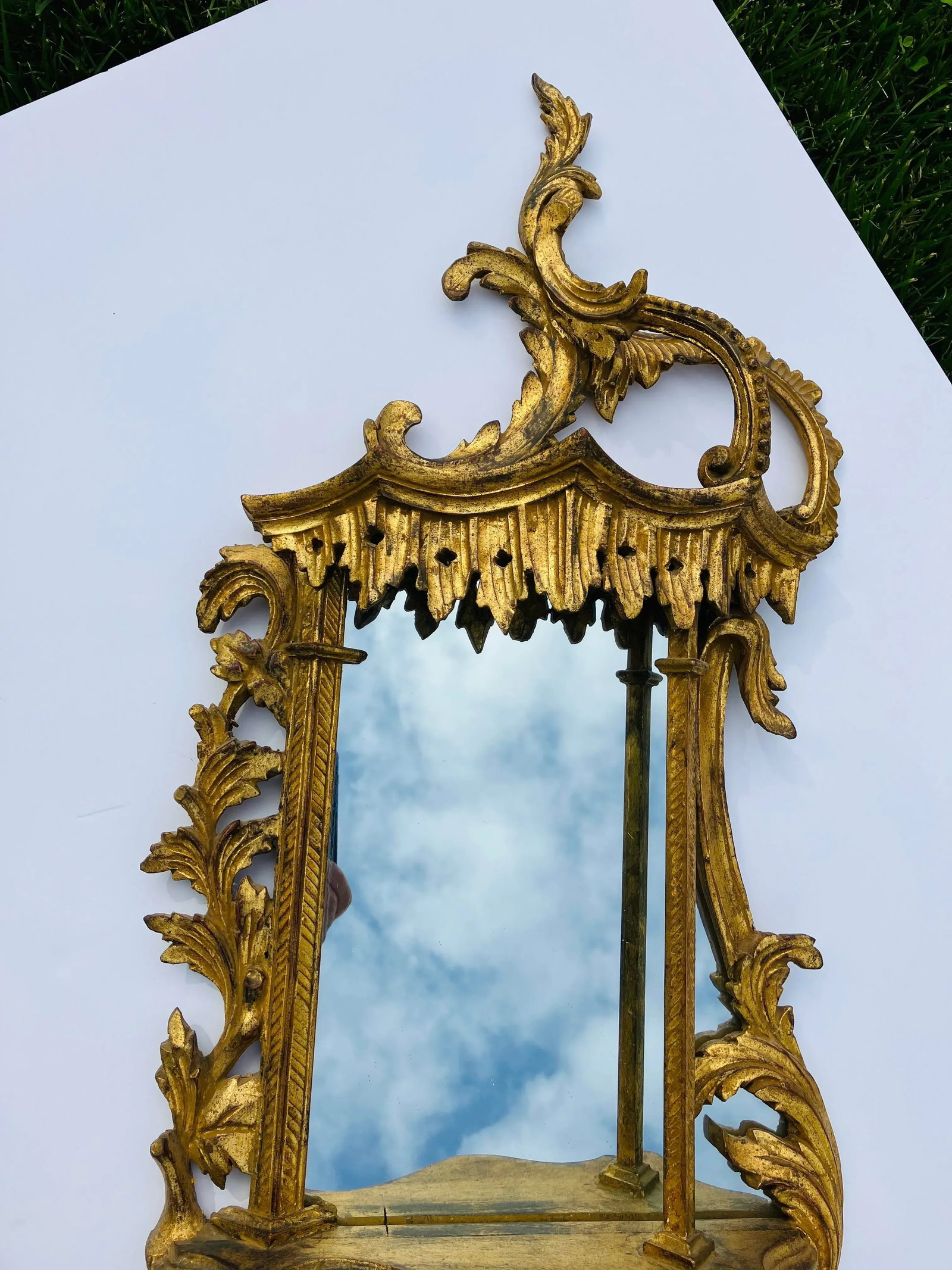 1970s Italian Baroque Style Wall Shelf With Mirror - 4